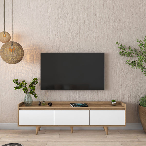 Rani AA140 Tv Ünitesi Düşer Kapaklı Tv Sehpası 180 Cm Sepet Ceviz - Beyaz