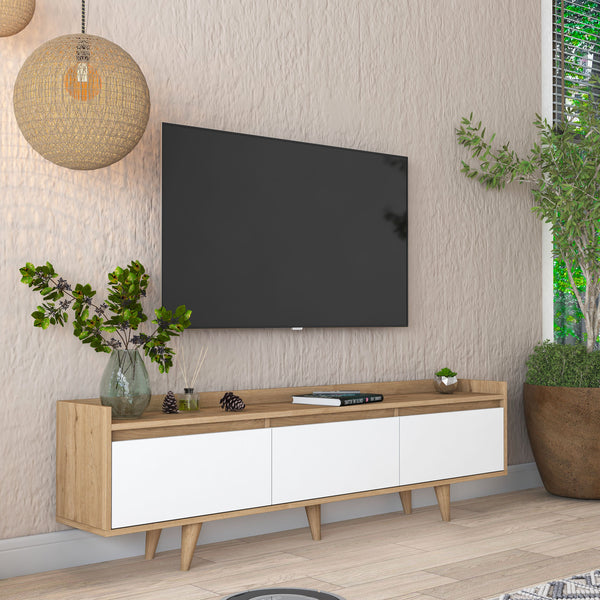Rani AA140 Tv Ünitesi Düşer Kapaklı Tv Sehpası 180 Cm Sepet Ceviz - Beyaz