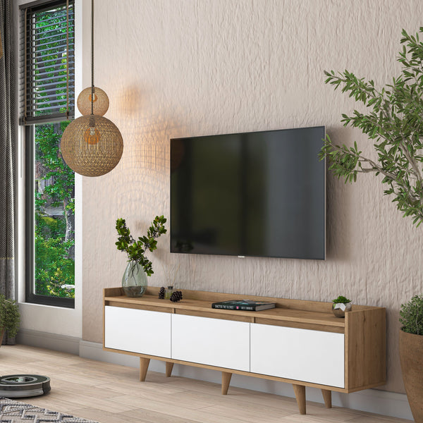 Rani AA140 Tv Ünitesi Düşer Kapaklı Tv Sehpası 180 Cm Sepet Ceviz - Beyaz