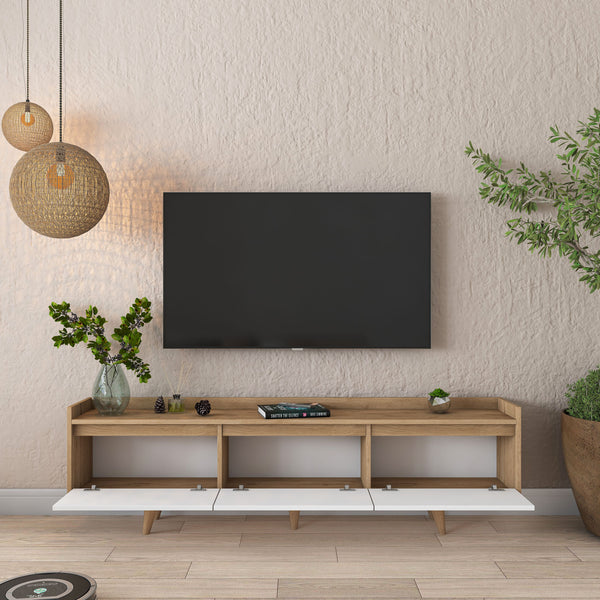 Rani AA140 Tv Ünitesi Düşer Kapaklı Tv Sehpası 180 Cm Sepet Ceviz - Beyaz