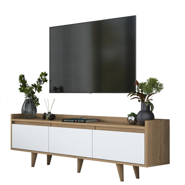 Rani AA140 Tv Ünitesi Düşer Kapaklı Tv Sehpası 180 Cm Sepet Ceviz - Beyaz