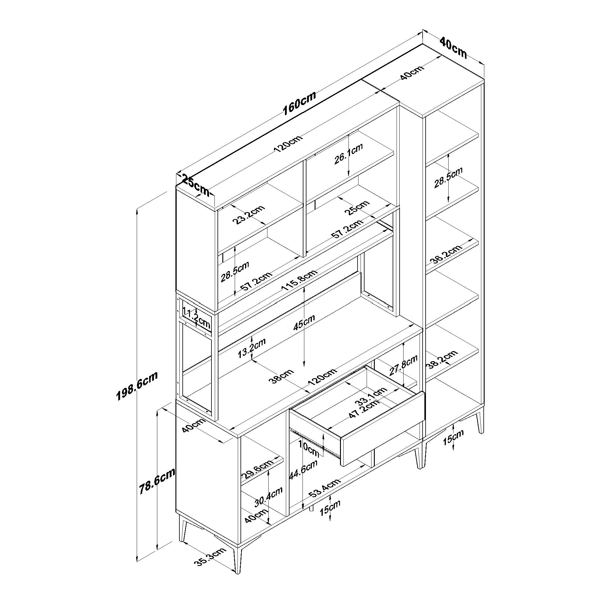 Rani JE134 Çok Amaçlı Dolap 10 Kapaklı 1 Çekmeceli Kiler Mutfak Dolabı Beyaz