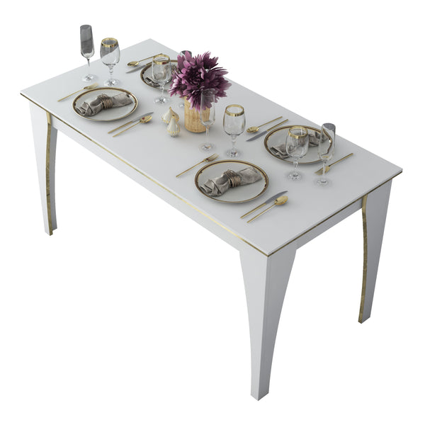 Rani JA110 Mutfak Masası Yemek Masası  Beyaz - Gold