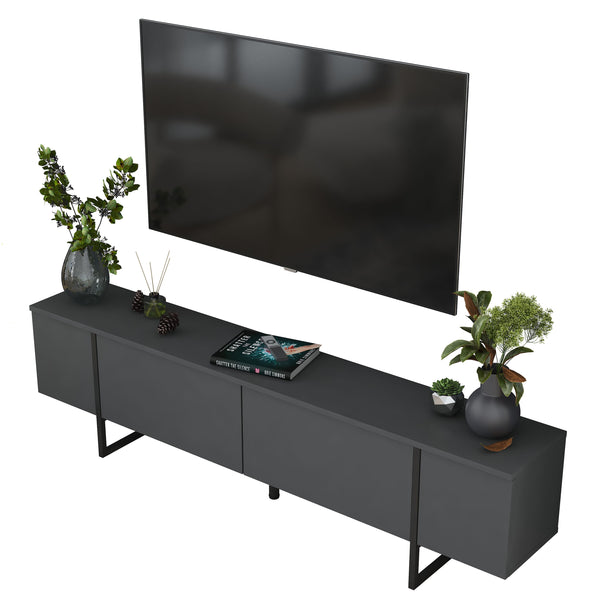 Rani AA143 Tv Ünitesi Düşer Kapaklı Metal Ayaklı Tv Sehpası 180 Cm Antrasit