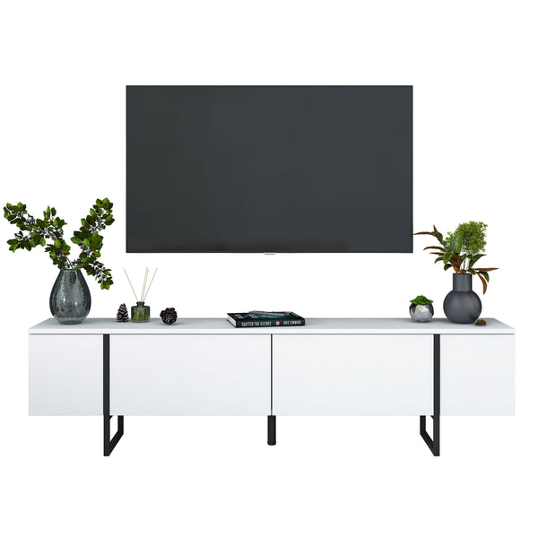 Rani AA143 Tv Ünitesi Düşer Kapaklı Metal Ayaklı Tv Sehpası 180 Cm Beyaz