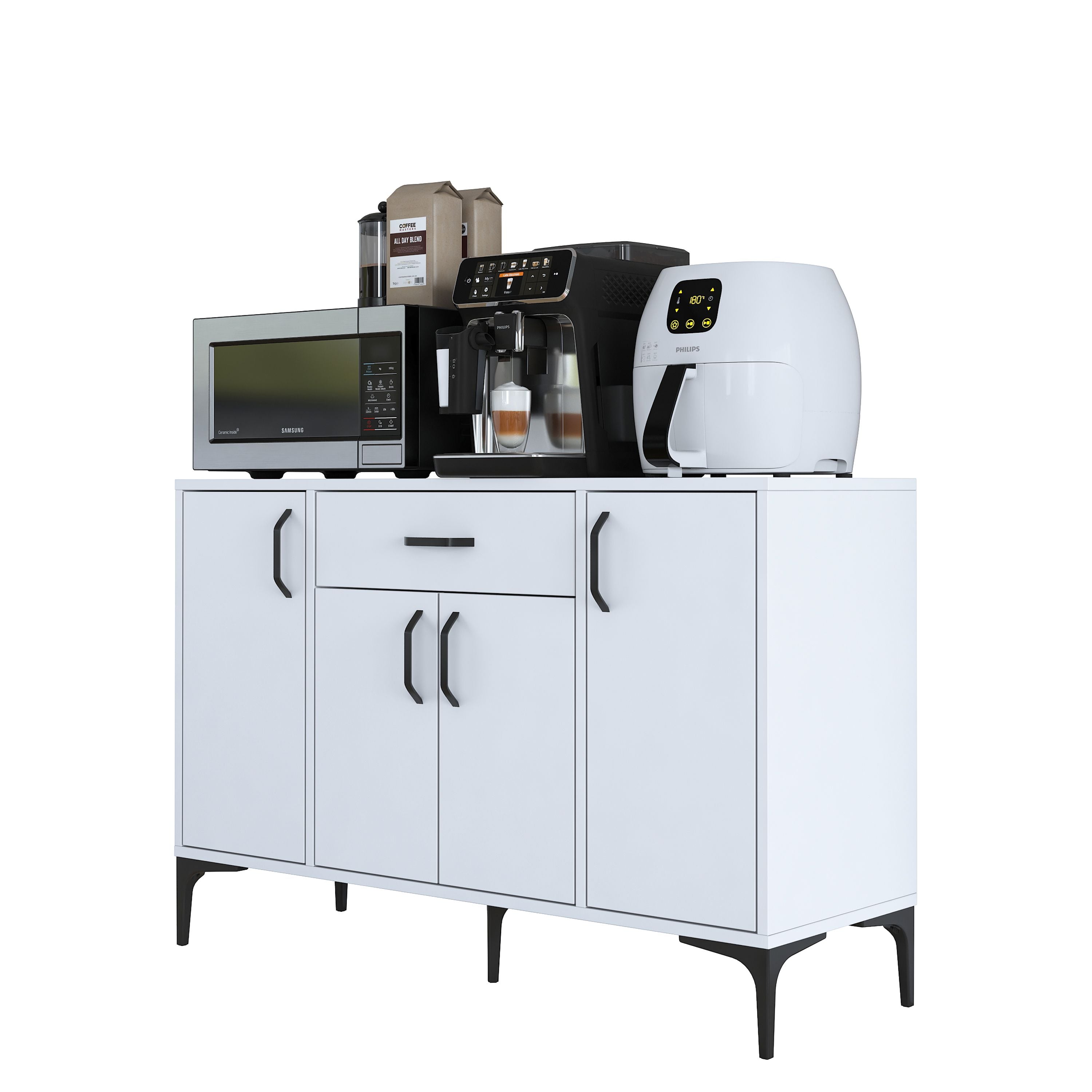 Rani JE136 Kahve Köşesi Çok Amaçlı Dolap 4 Kapaklı 1 Çekmeceli Kiler M