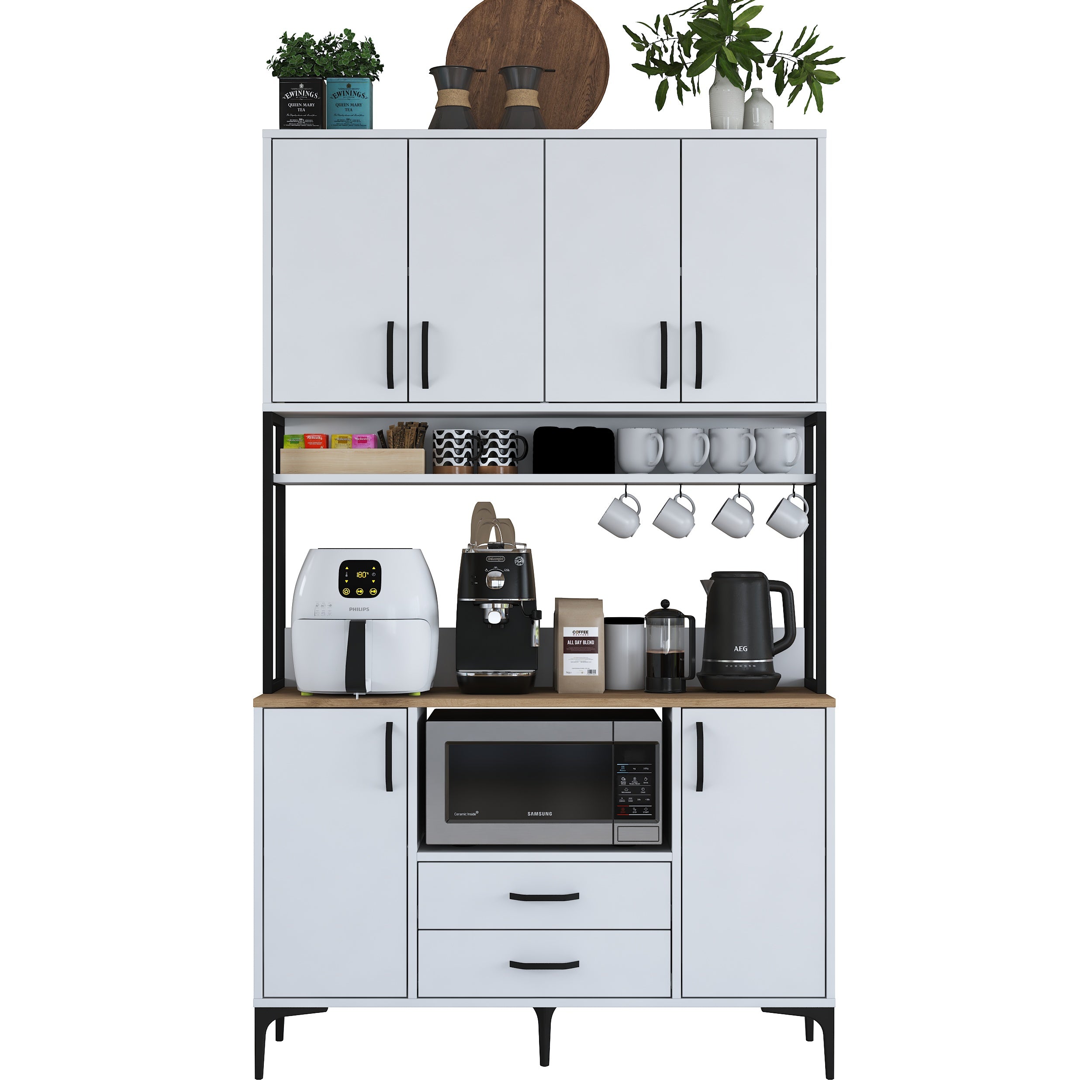 Rani JE169 Çok Amaçlı Dolap 6 Kapaklı 2 Çekmeceli Kiler Mutfak Dolabı