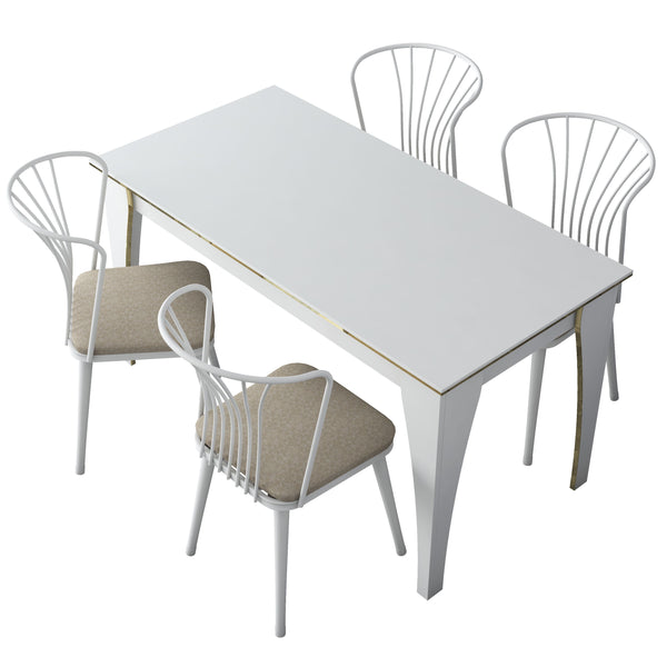 Rani JC113 Mutfak Masa Sandalye Takımı Beyaz - Gold