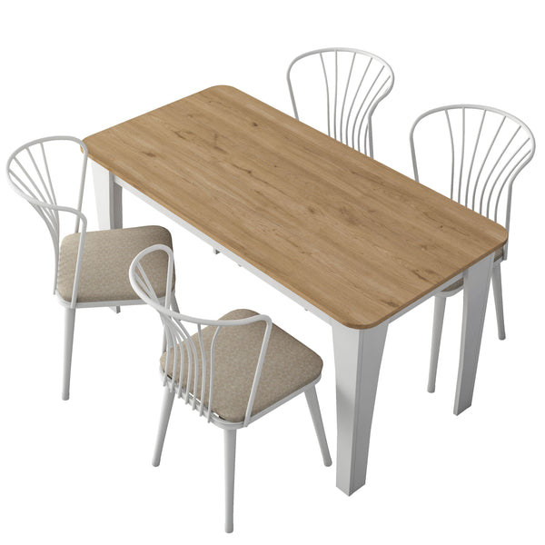 Rani JC114 Mutfak Masa Sandalye Takımı Sepet Ceviz - Beyaz