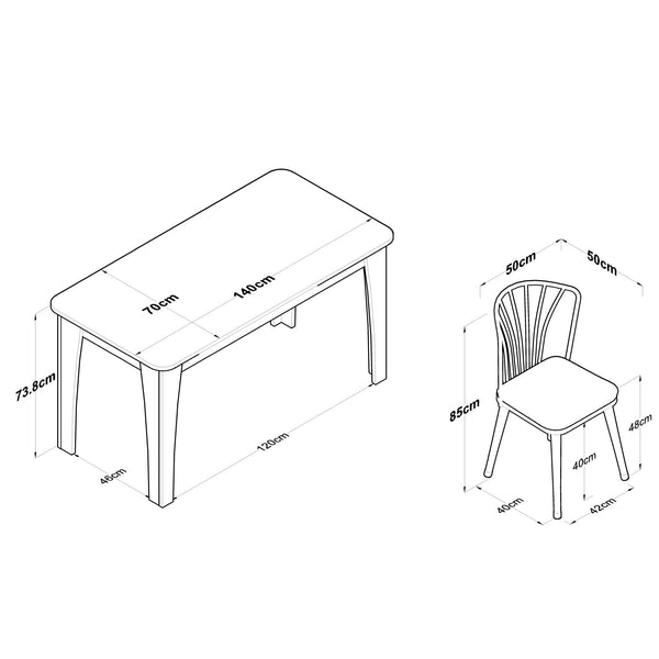 Rani JC114 Mutfak Masa Sandalye Takımı Sepet Ceviz - Beyaz