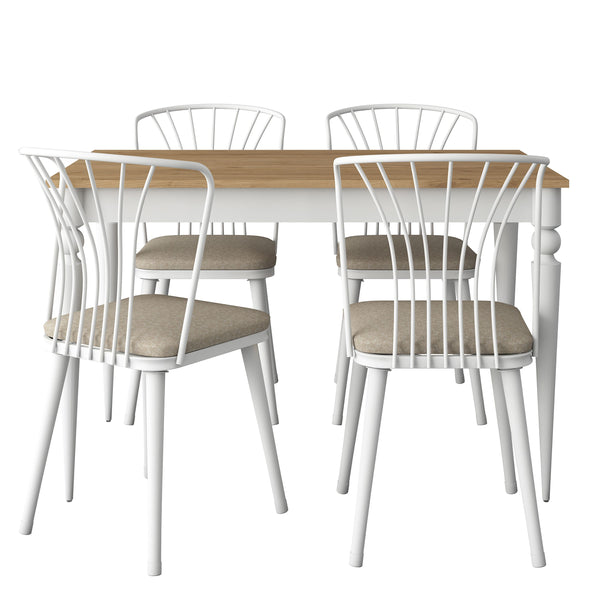 Rani JC115 Mutfak Masa Sandalye Takımı Sepet Ceviz - Beyaz