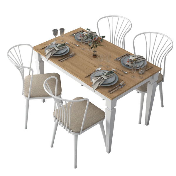 Rani JC116 Mutfak Masa Sandalye Takımı Sepet Ceviz - Beyaz