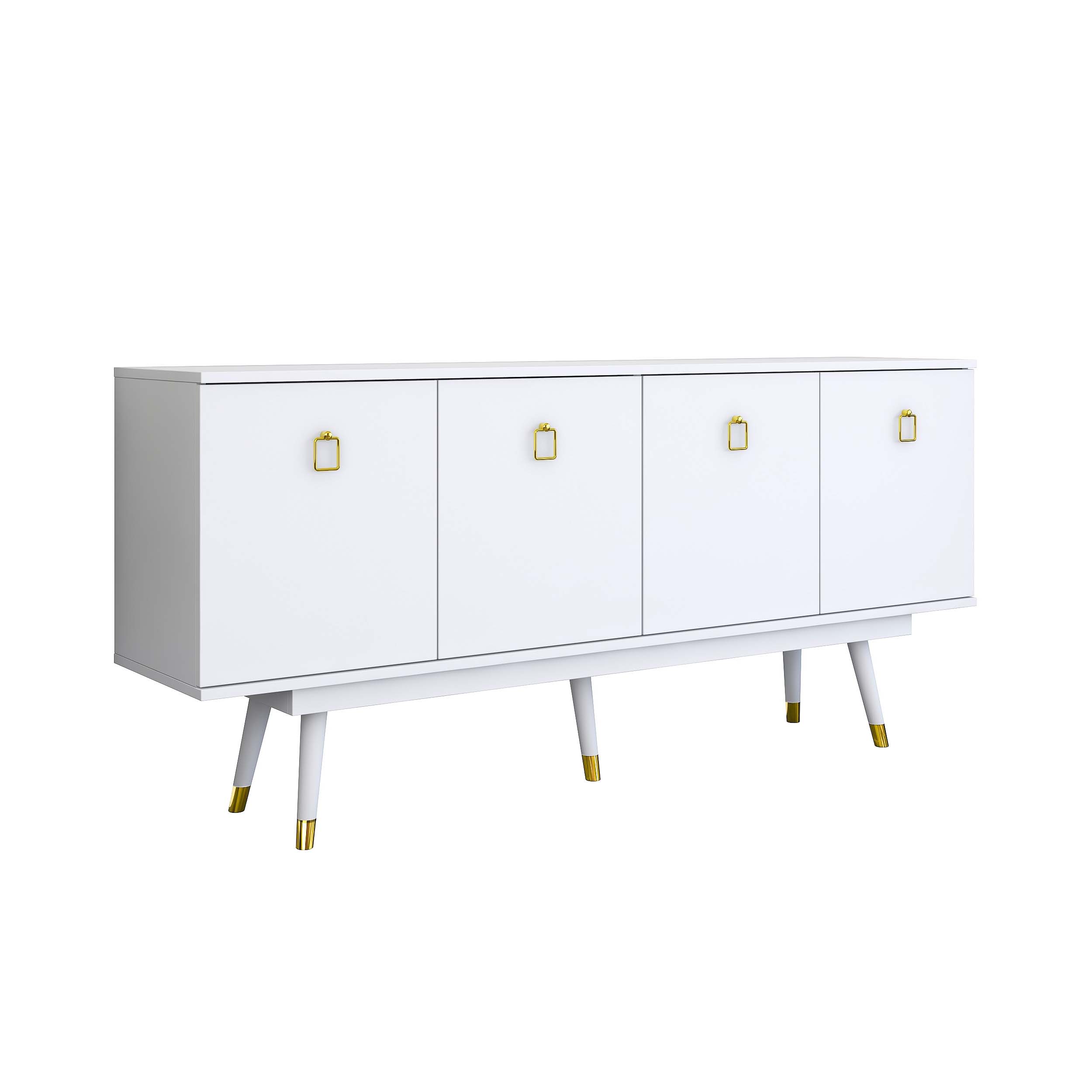 Rani GD117 Modern Ayaklı Kapaklı Konsol Beyaz - Gold