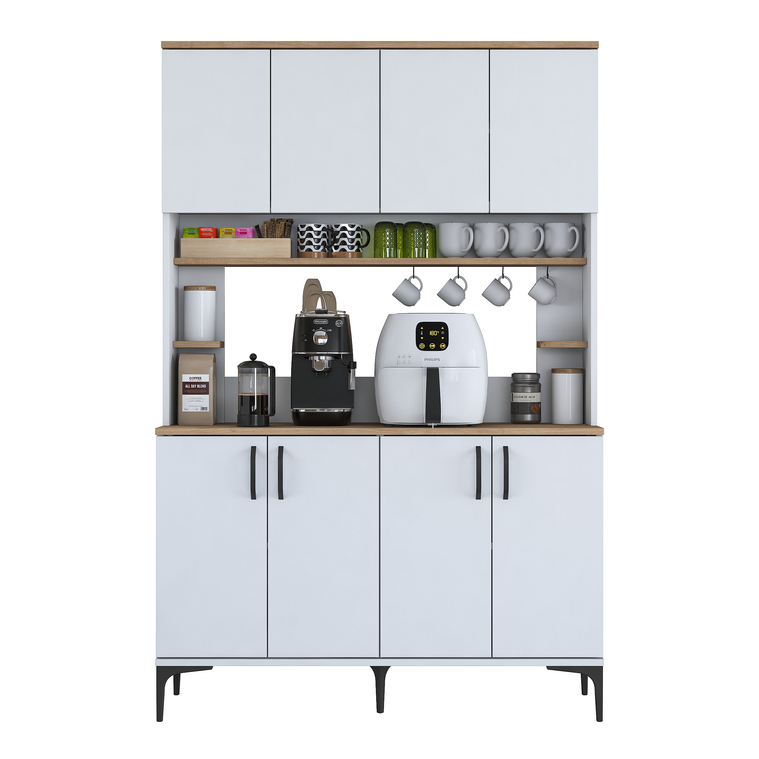 Rani JE176 Çok Amaçlı Dolap 8 Kapaklı Kiler Mutfak Dolabı Sepet Ceviz