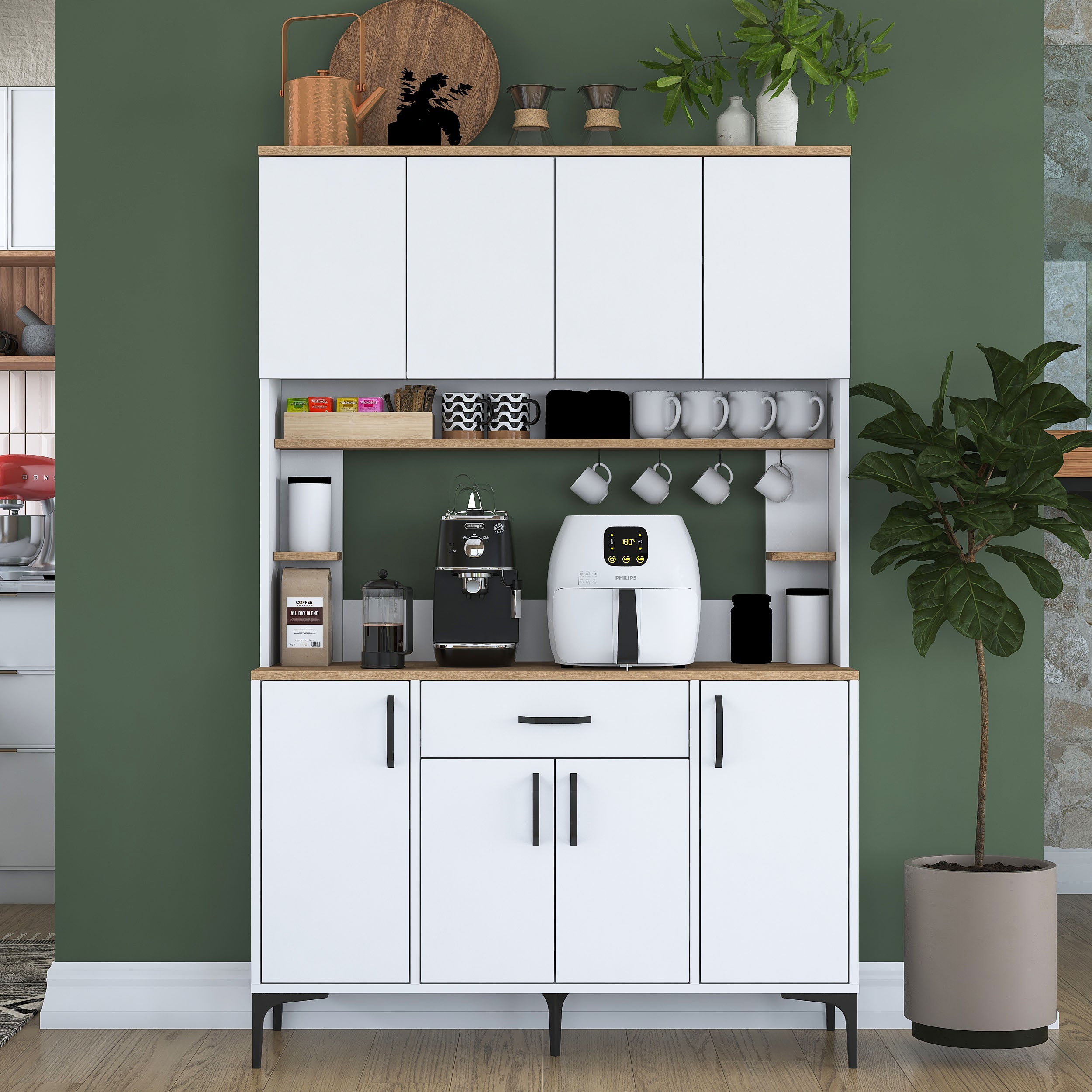 Rani JE177 Çok Amaçlı Dolap Çekmeceli 8 Kapaklı Kiler Mutfak