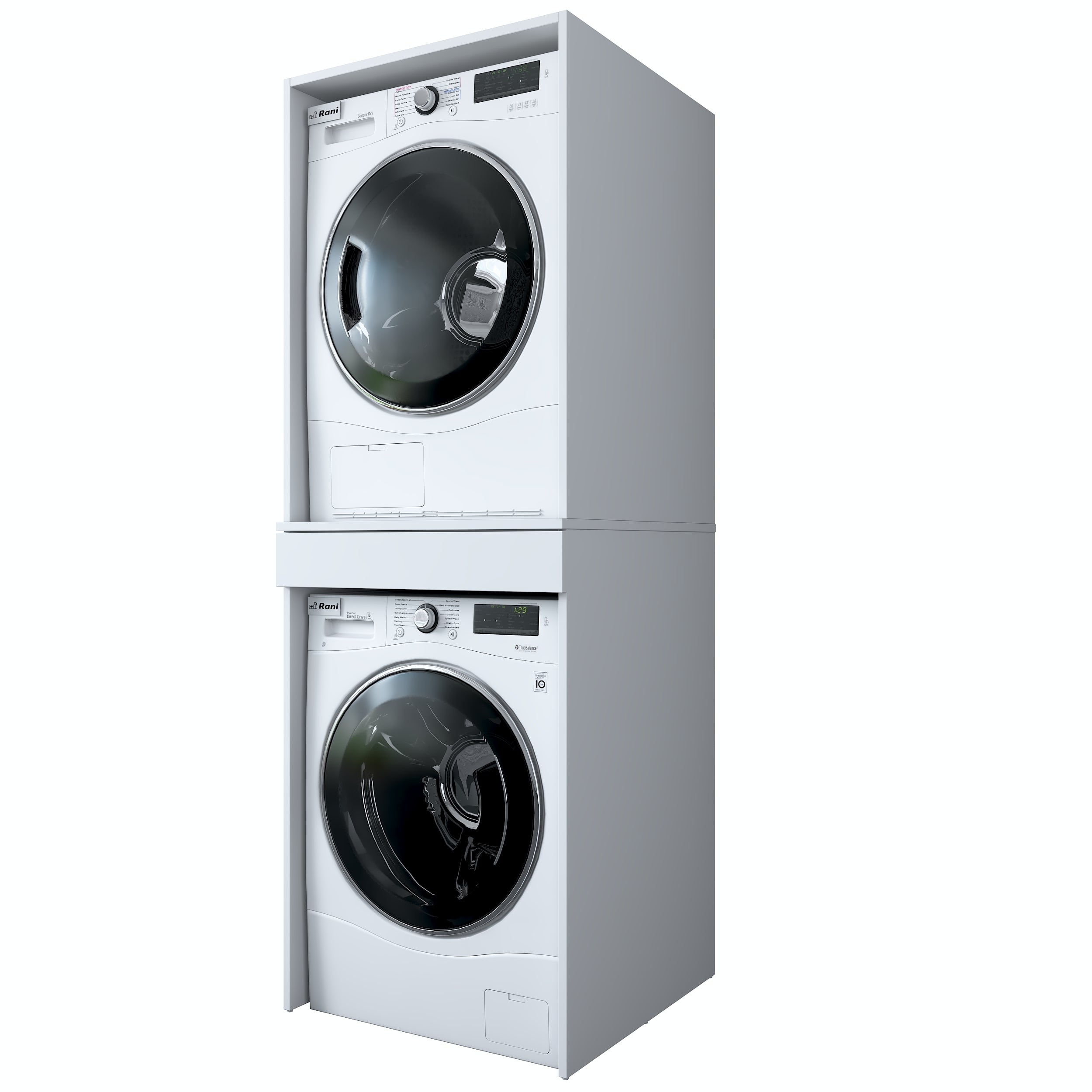 Rani KD113 Çamaşır Ve Kurutma Makinesi Dolabı Çekmeceli Banyo Dolabı Beyaz