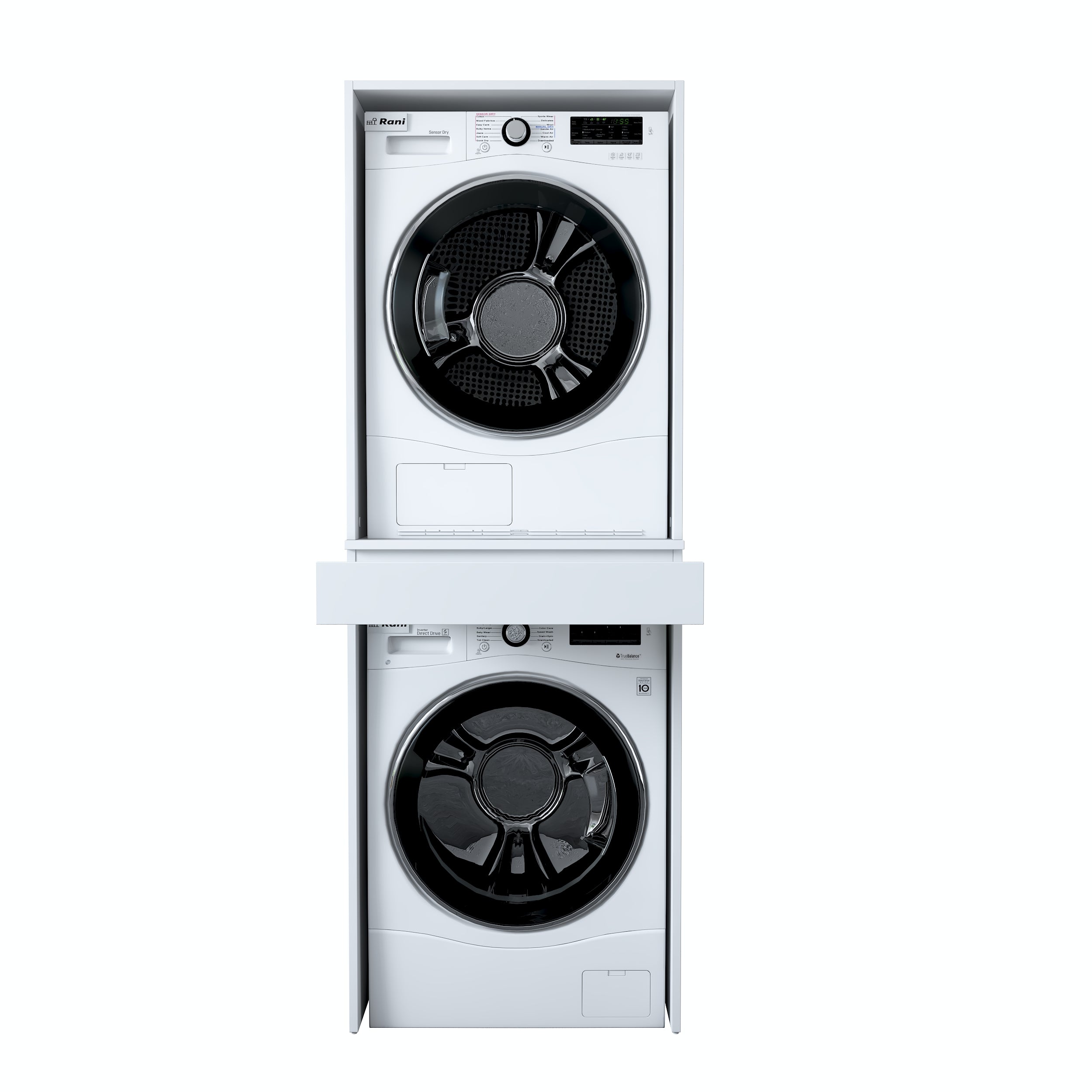 Rani KD113 Çamaşır Ve Kurutma Makinesi Dolabı Çekmeceli Banyo Dolabı Beyaz