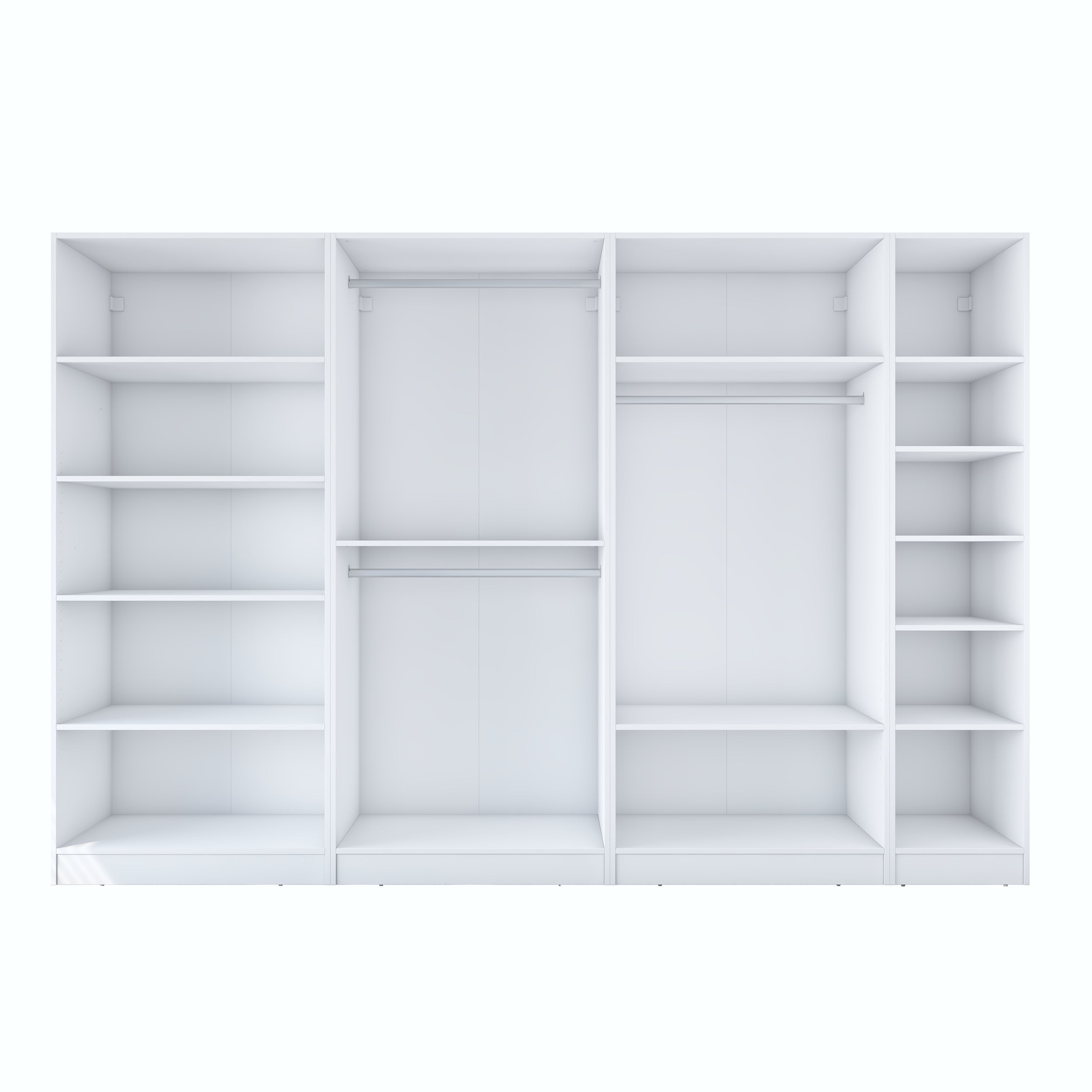 Rani BA193 Membran Kapaklı Gardırop 12 Raflı 3 Askılı 7 Kapaklı Elbise Dolabı Beyaz