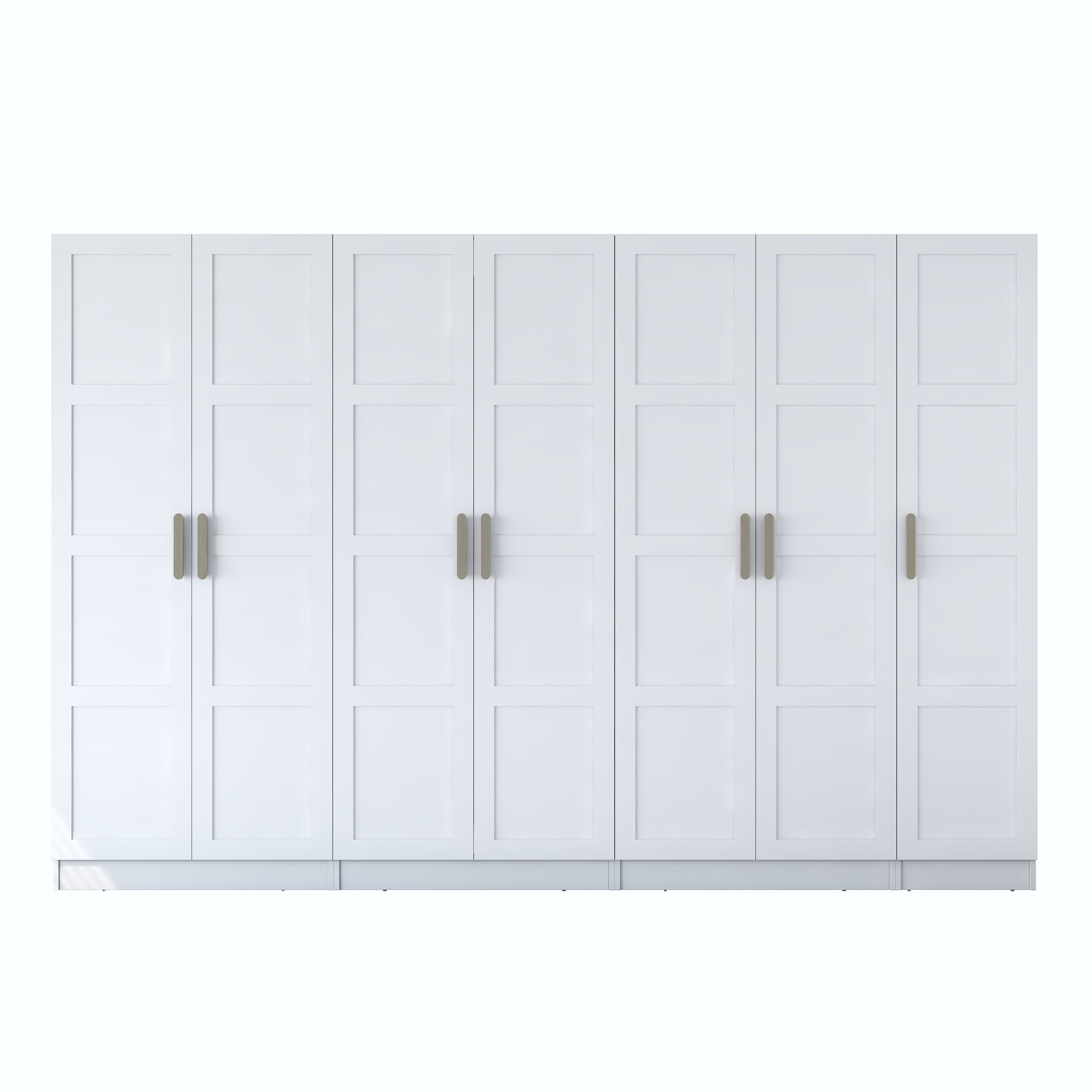 Rani BA193 Membran Kapaklı Gardırop 12 Raflı 3 Askılı 7 Kapaklı Elbise Dolabı Beyaz