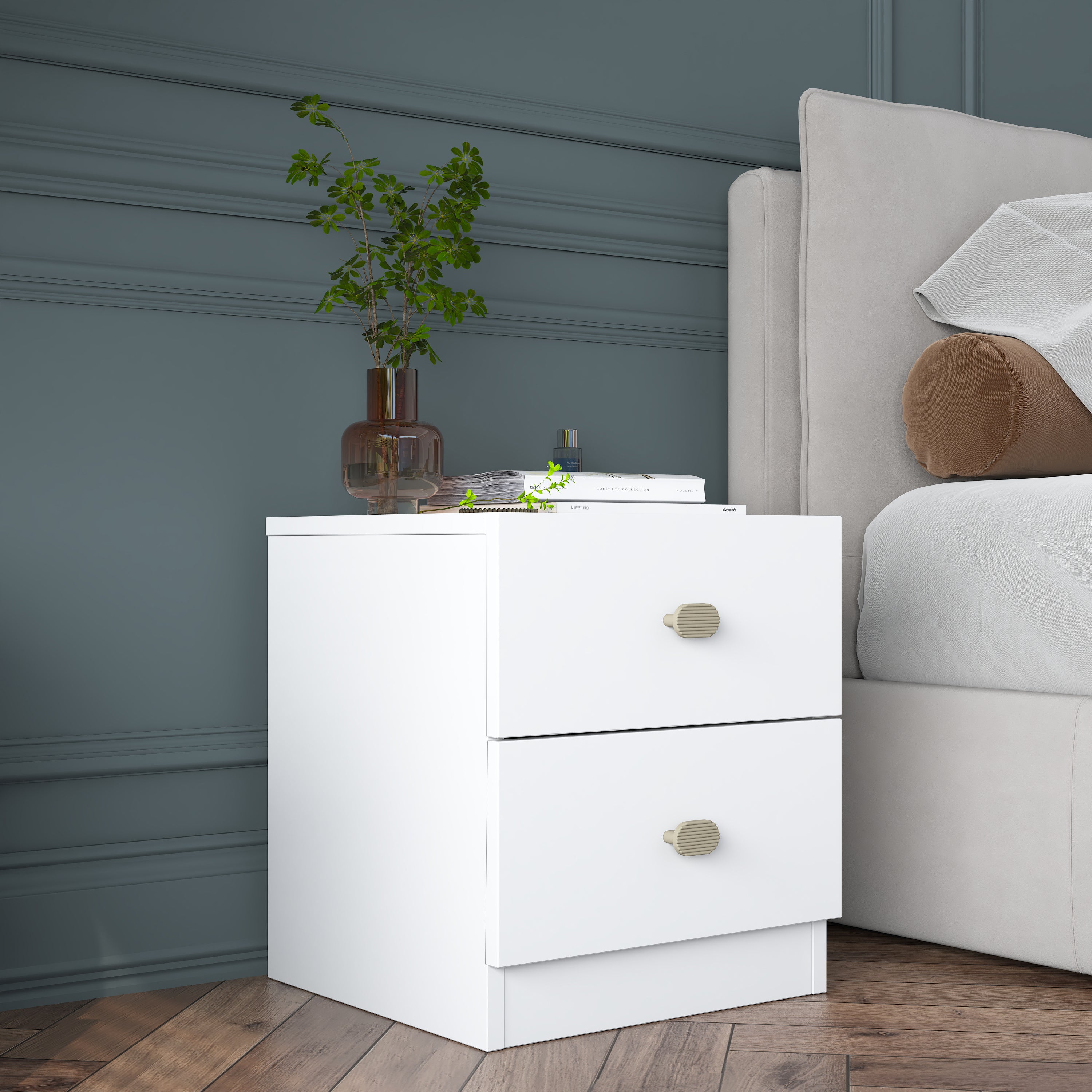 Rani BD111 Modern Komodin 2 Çekmeceli Yatak Odası Beyaz