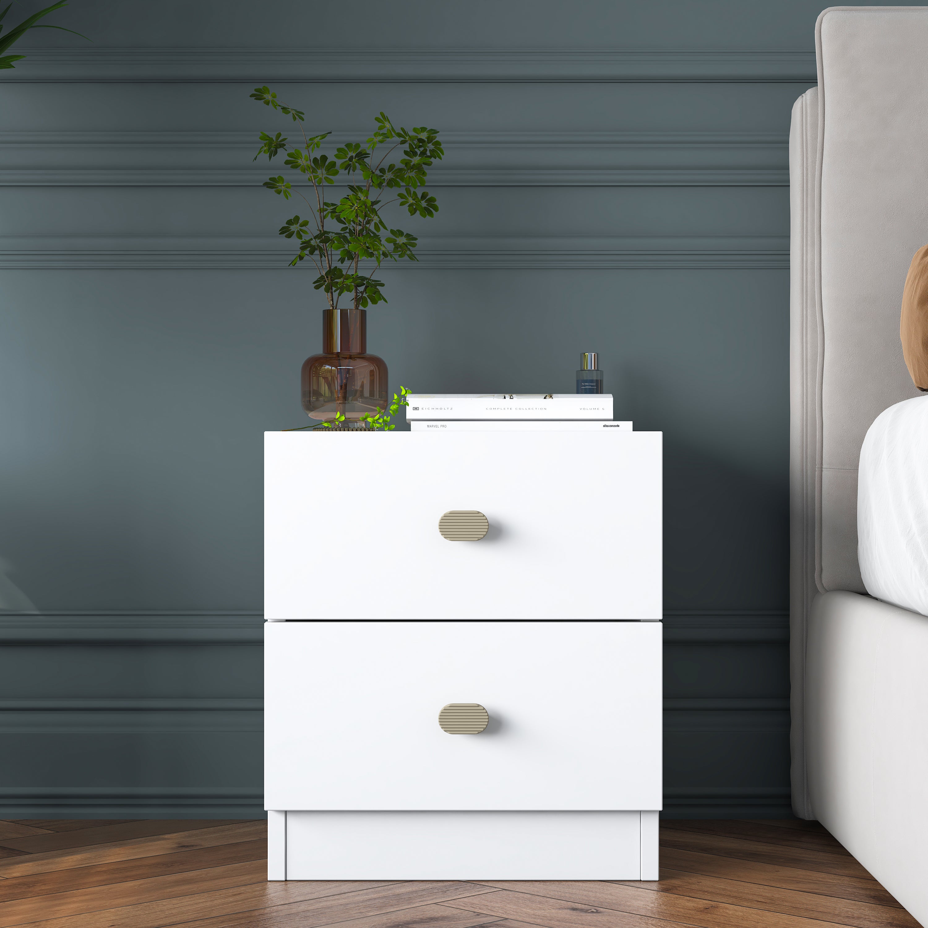 Rani BD111 Modern Komodin 2 Çekmeceli Yatak Odası Beyaz