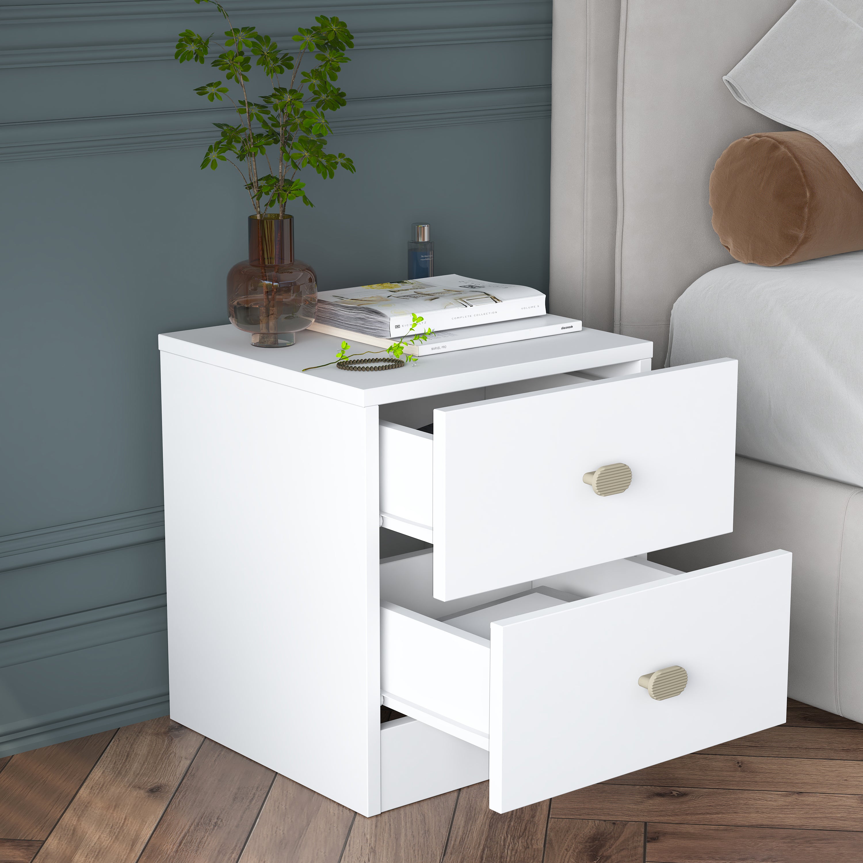 Rani BD111 Modern Komodin 2 Çekmeceli Yatak Odası Beyaz