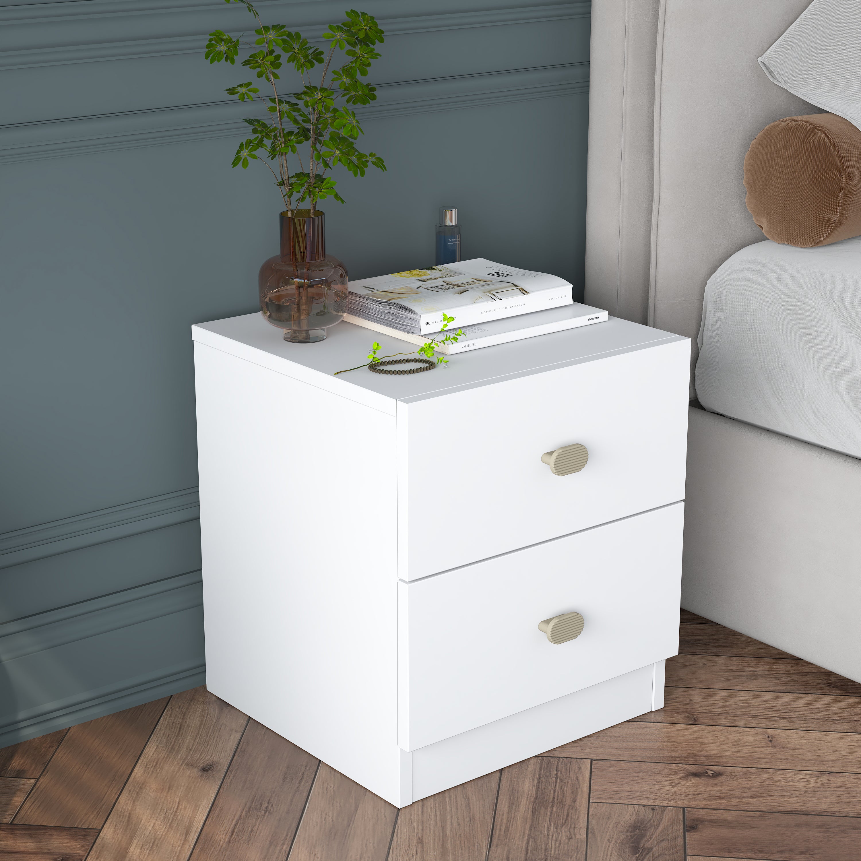 Rani BD111 Modern Komodin 2 Çekmeceli Yatak Odası Beyaz