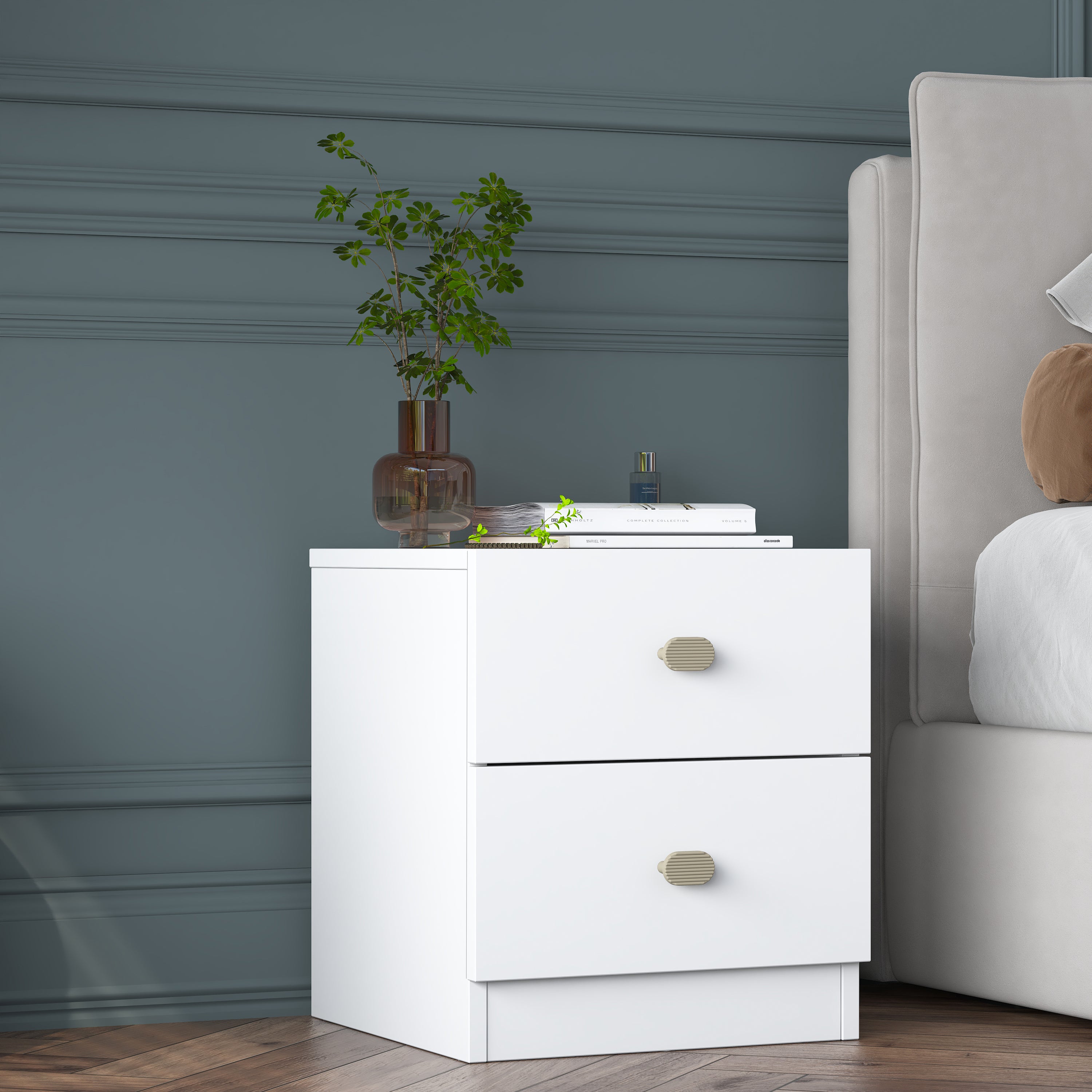 Rani BD111 Modern Komodin 2 Çekmeceli Yatak Odası Beyaz