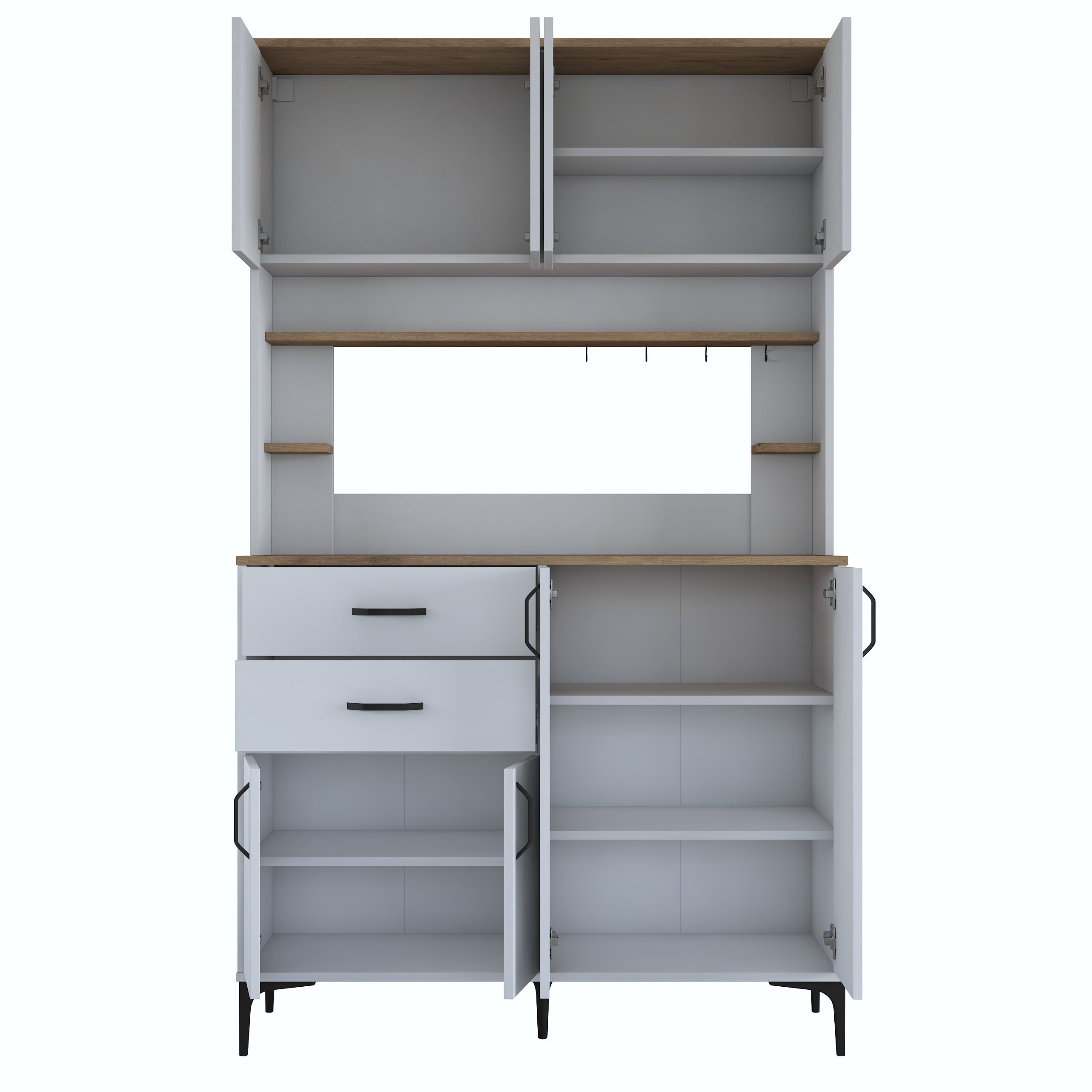 Rani JE212 Kahve Köşesi Çok Amaçlı Dolap 8 Kapaklı 2 Çekmeceli Raflı K