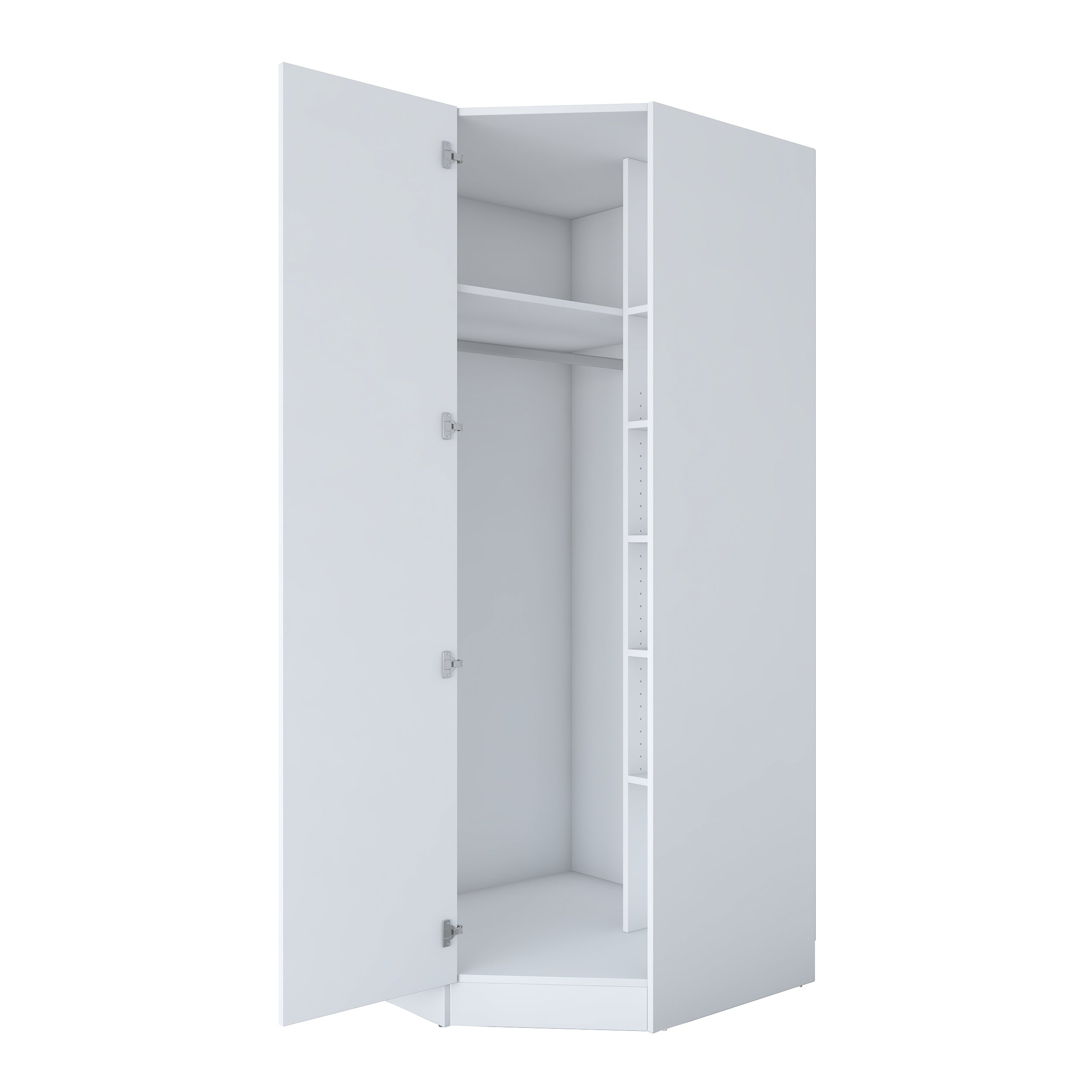 Rani BA183 beyaz köşe modül gardırop raflı askılı dolap
