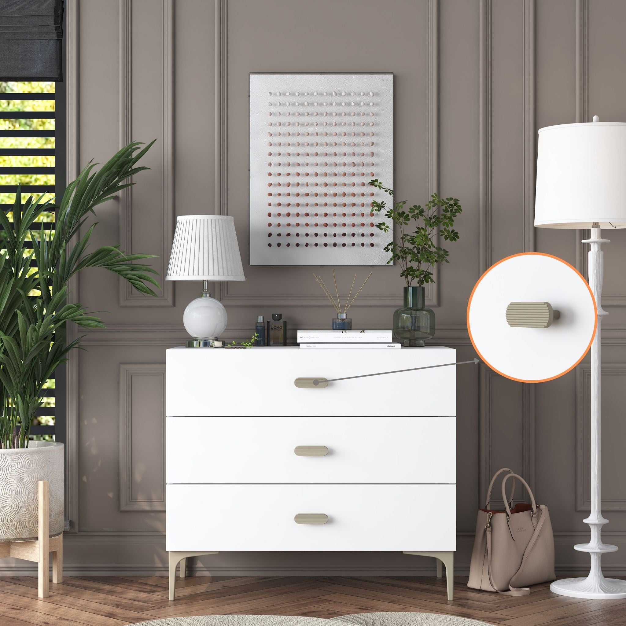 Rani BE107 Şifonyer 3 Çekmeceli Ayaklı Yatak Odası Beyaz