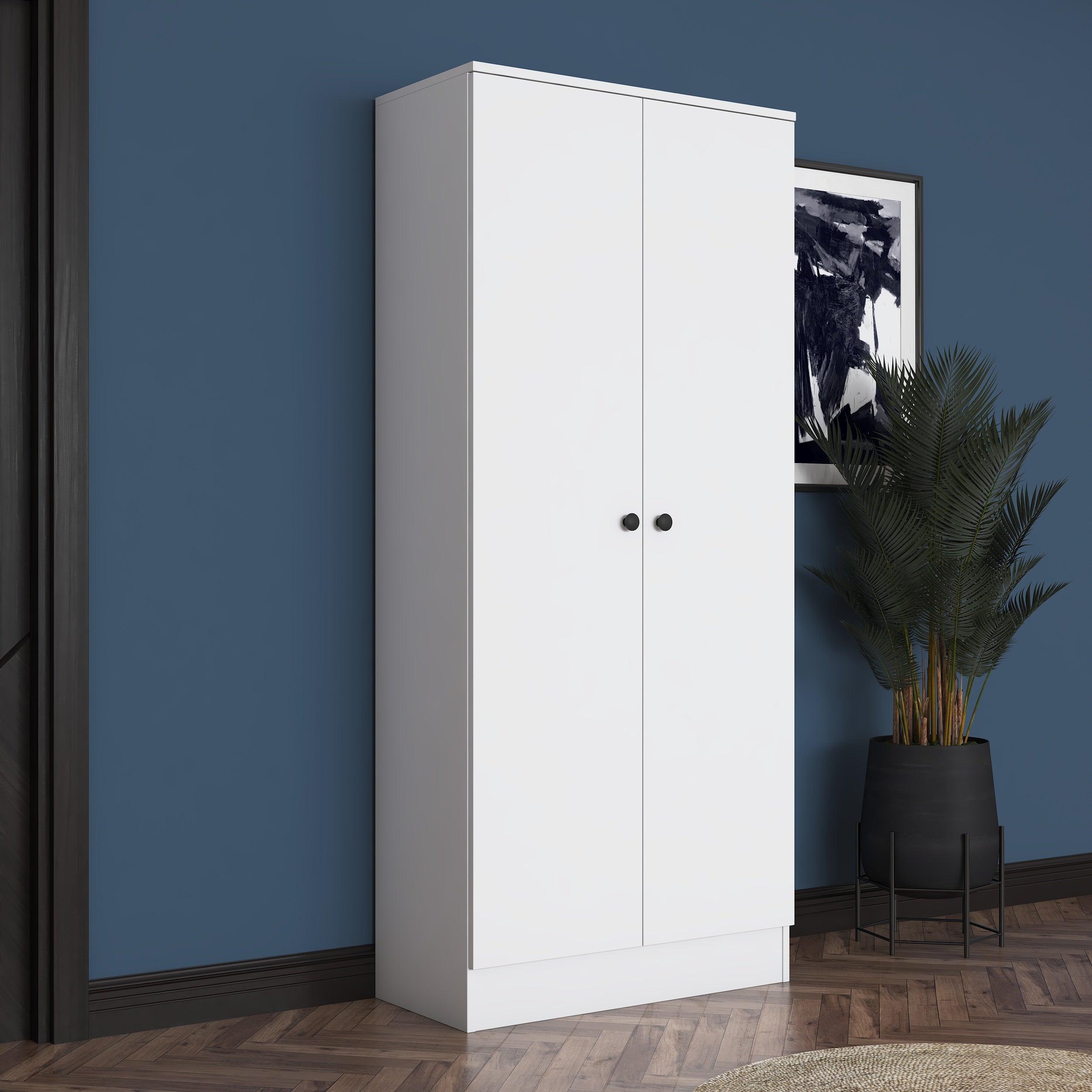 Rani EA148 Modern Portmanto 2 Kapaklı Raflı Ayakkabılık Vestiyer Beyaz