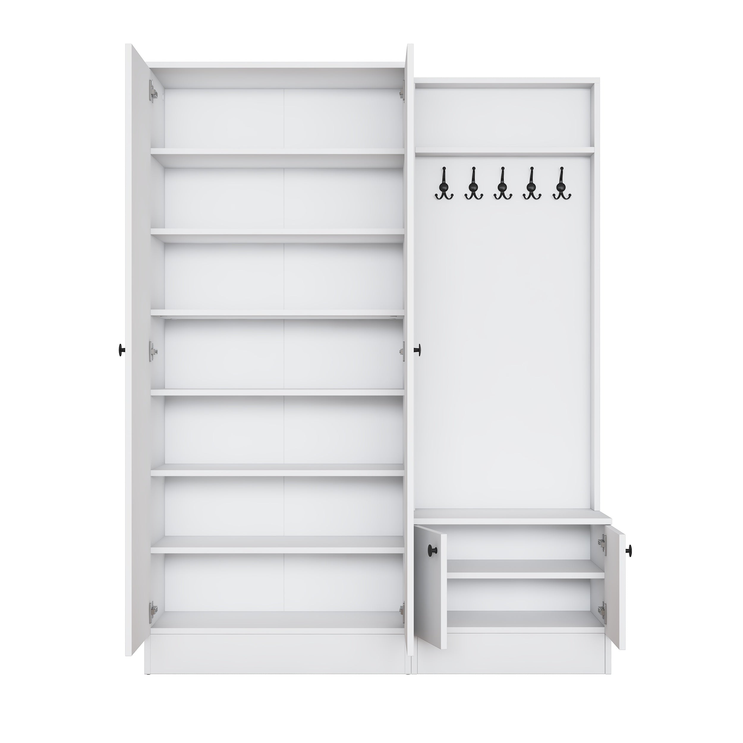 Rani EA151 Modern Portmanto Raflı Askılı Ayakkabılık Vestiyer Beyaz