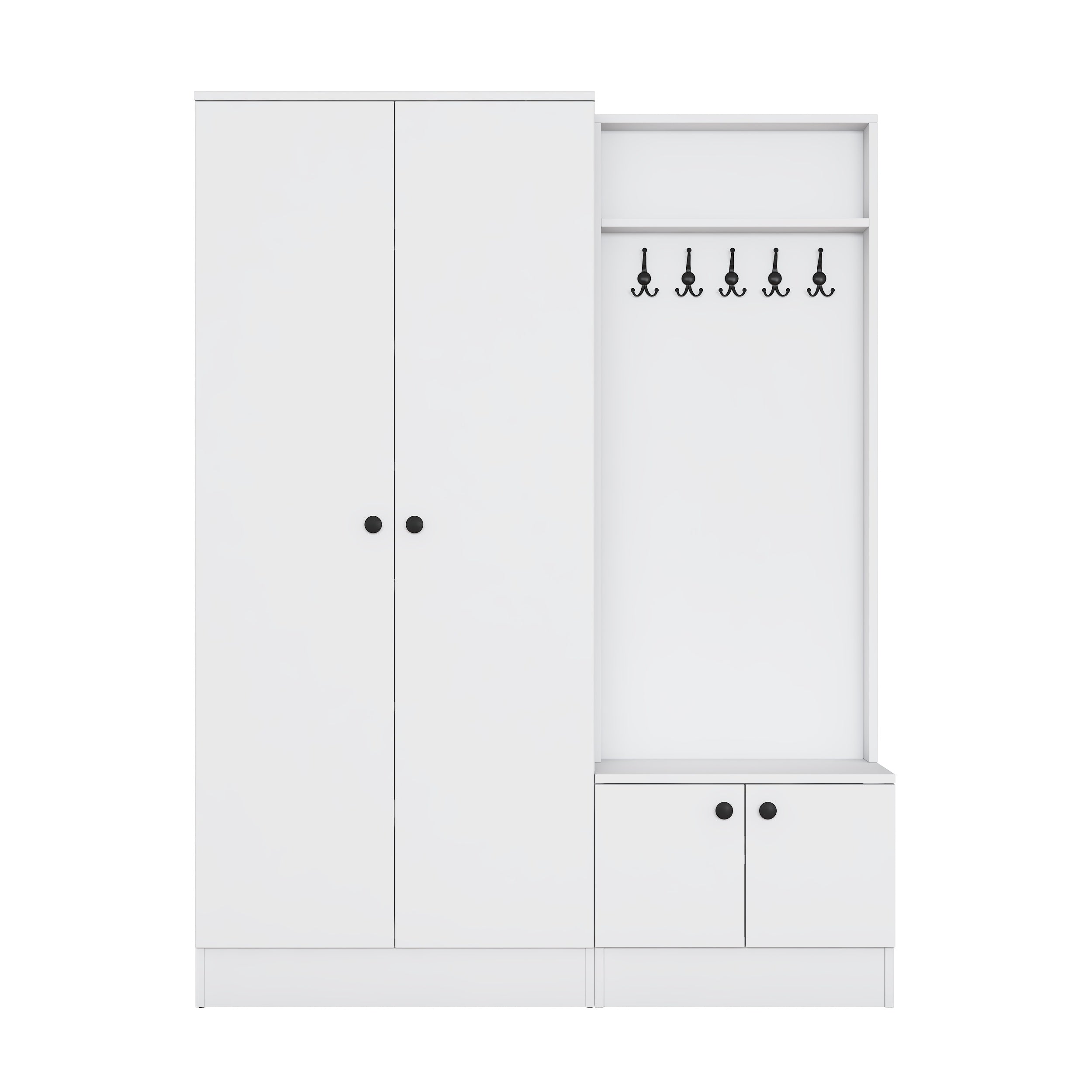 Rani EA151 Modern Portmanto Raflı Askılı Ayakkabılık Vestiyer Beyaz