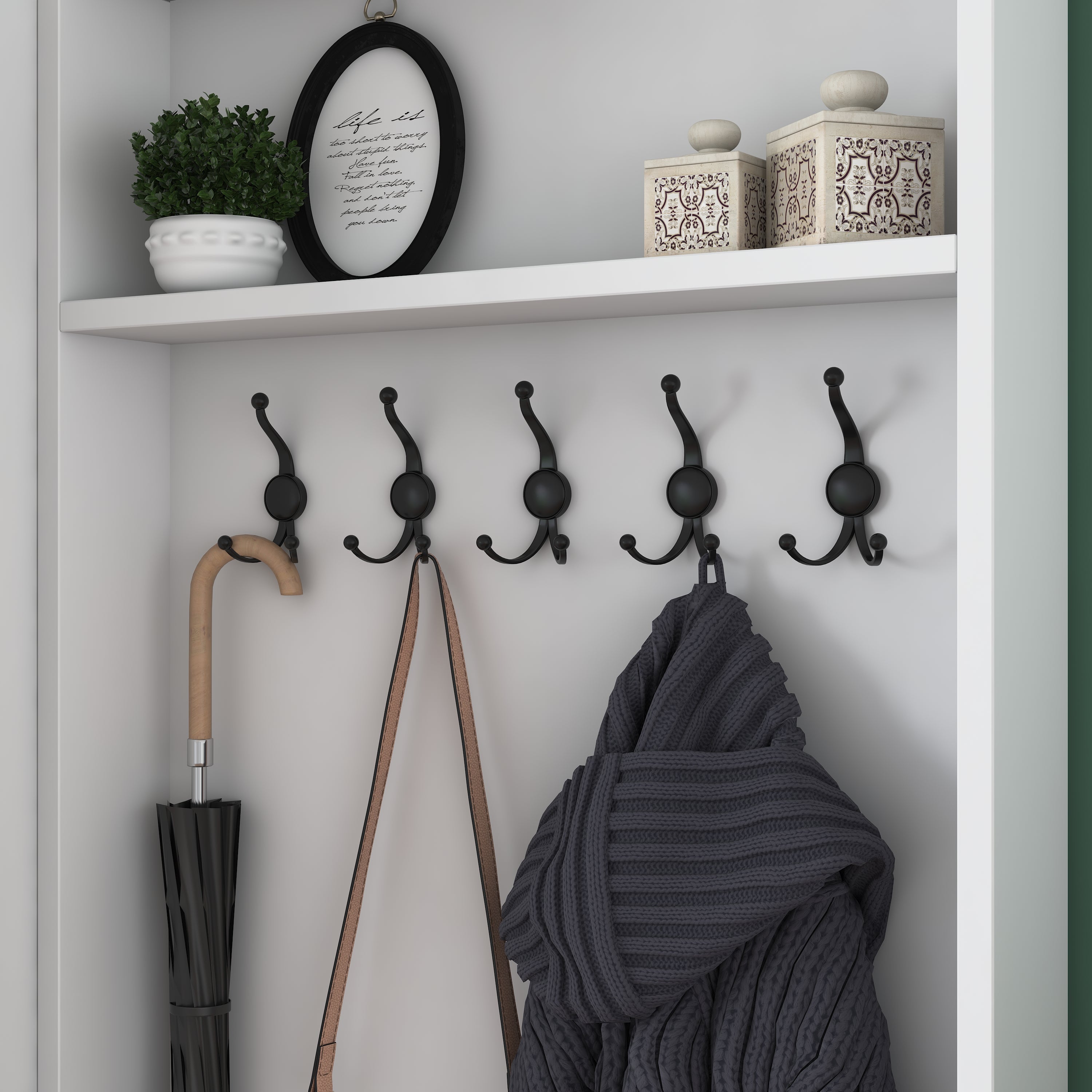 Rani EA151 Modern Portmanto Raflı Askılı Ayakkabılık Vestiyer Beyaz