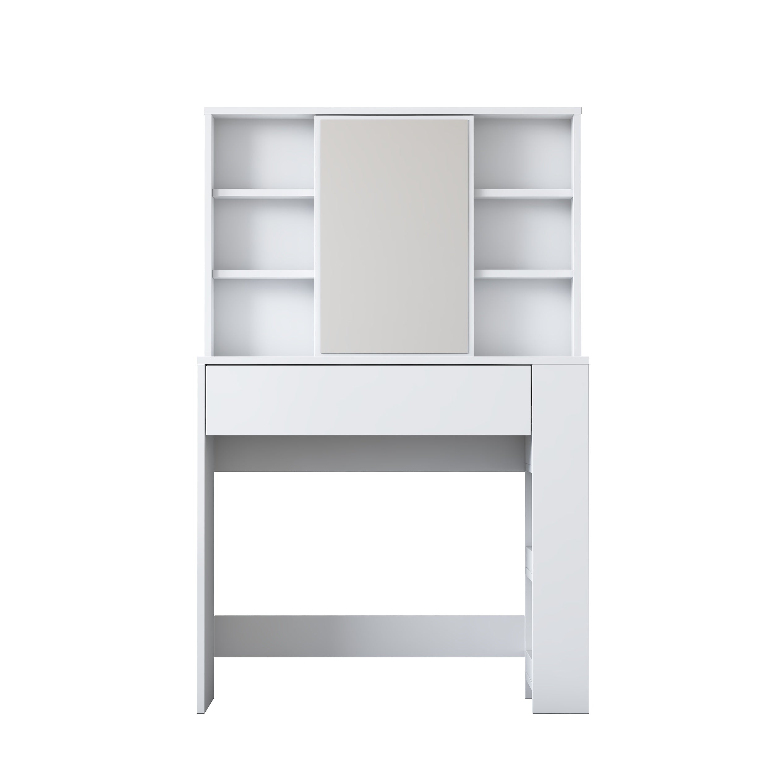 Rani BJ158 beyaz makyaj masası çekmeceli raflı aynalı takı düzenleyici modern makyaj masası