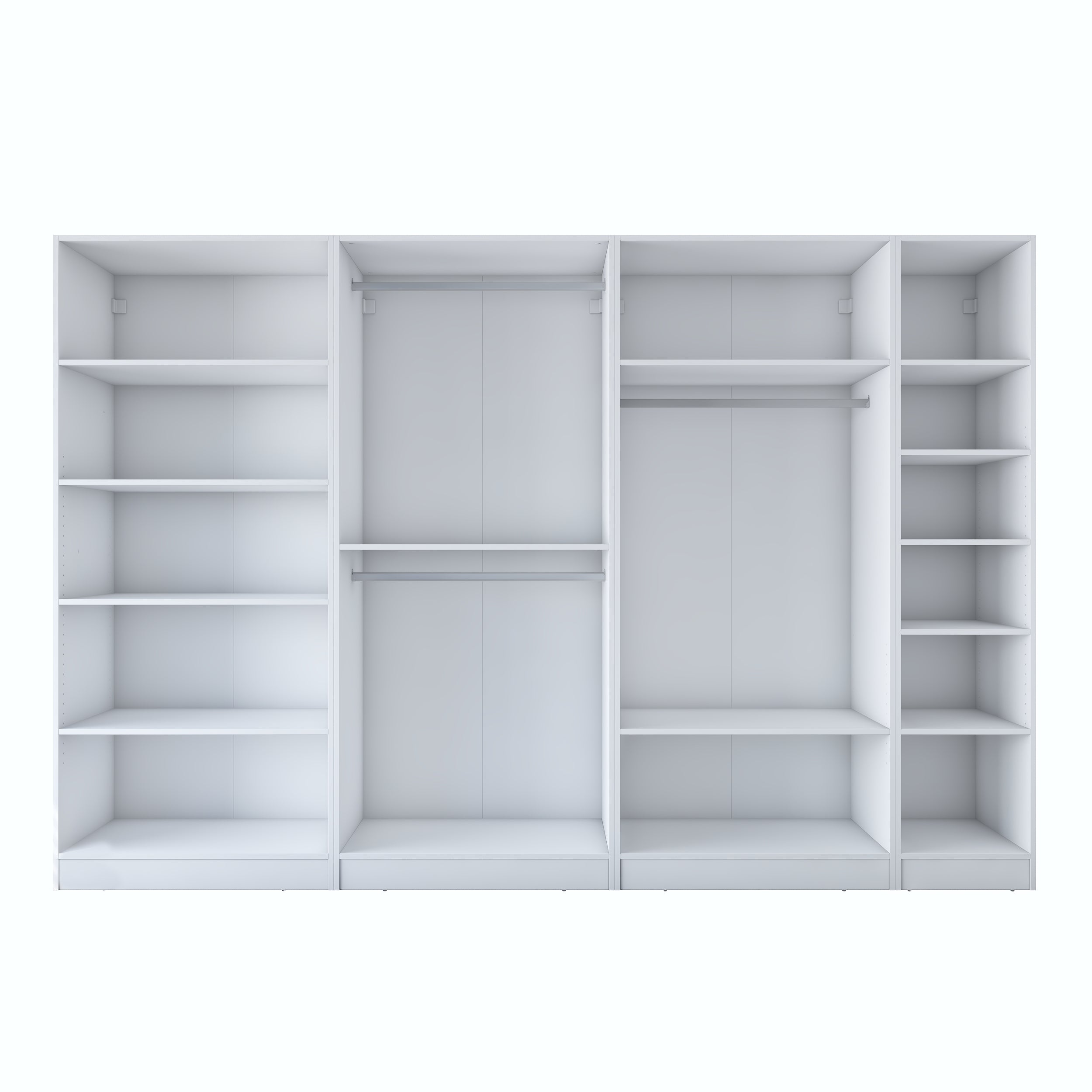 Rani BA185 Membran Kapaklı Gardırop 12 Raflı 3 Askılı 7 Kapaklı Elbise Dolabı Beyaz