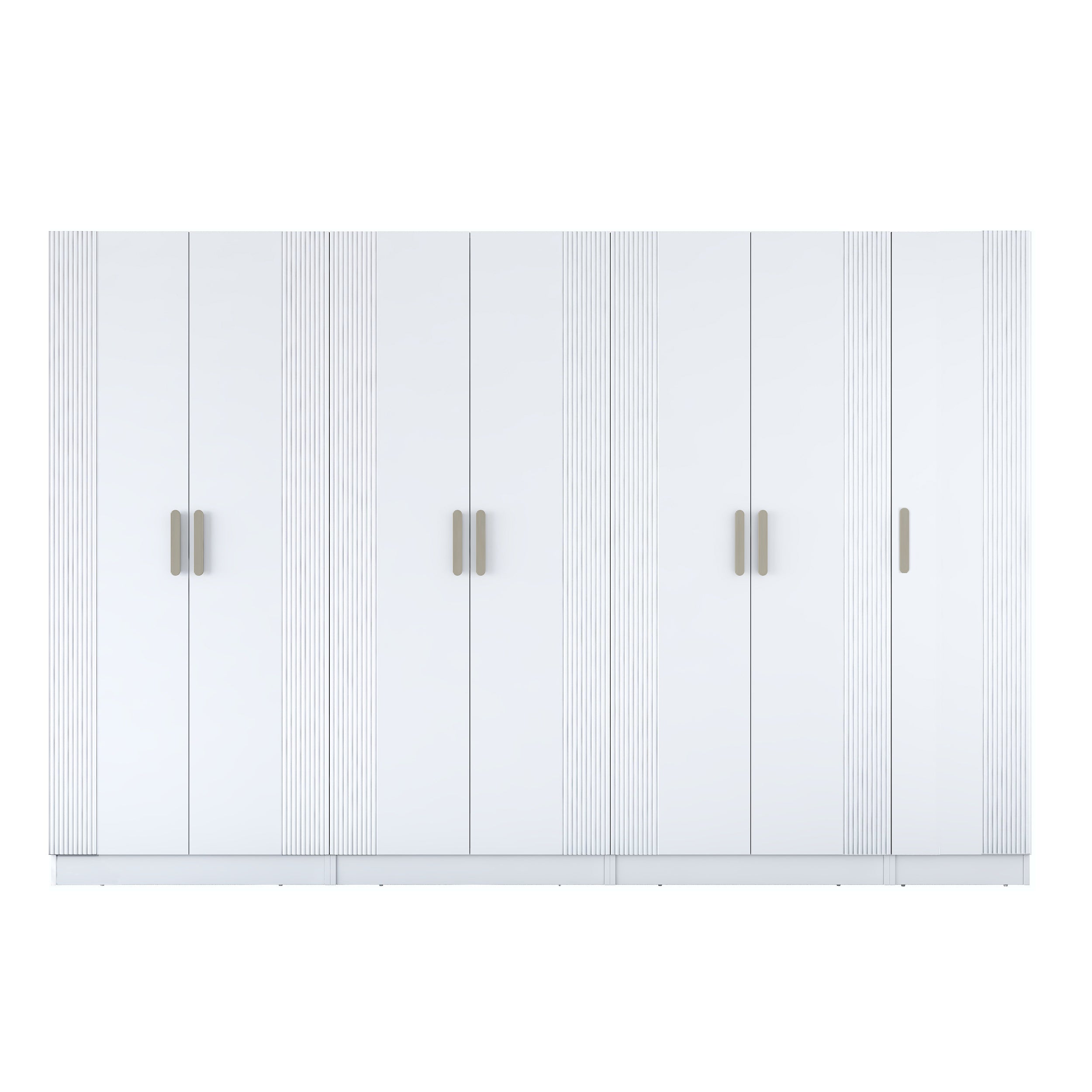 Rani BA185 Membran Kapaklı Gardırop 12 Raflı 3 Askılı 7 Kapaklı Elbise Dolabı Beyaz