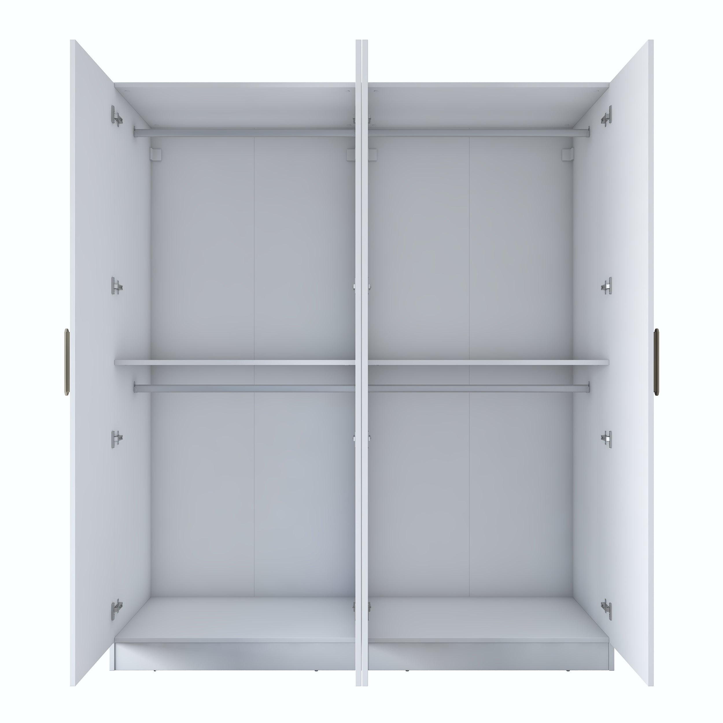 Rani BA163 Geniş Gardırop Elbise Dolabı 4 Kapaklı 2 Raflı 4 Askılı Modüler Dolap Beyaz