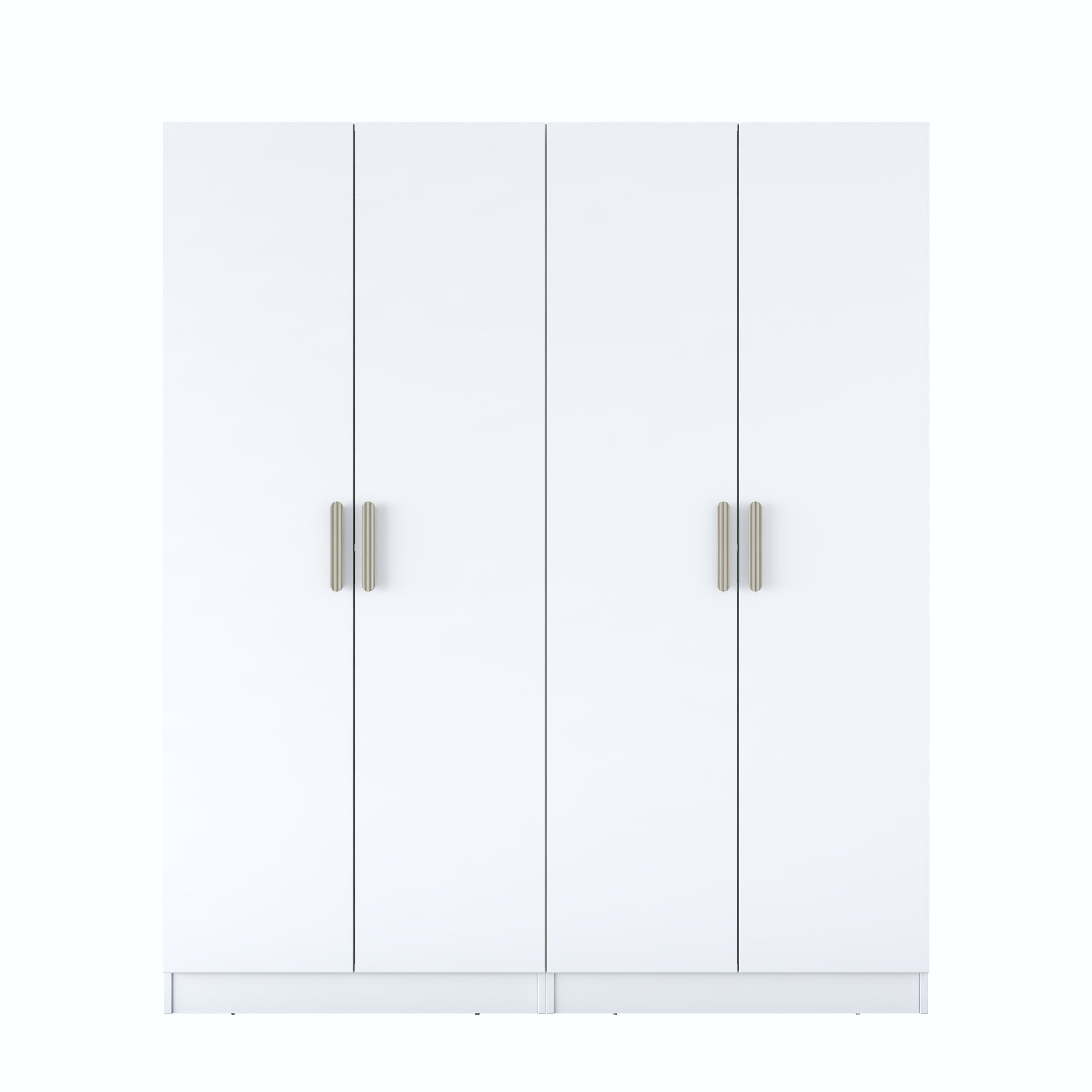 Rani BA163 Geniş Gardırop Elbise Dolabı 4 Kapaklı 2 Raflı 4 Askılı Modüler Dolap Beyaz