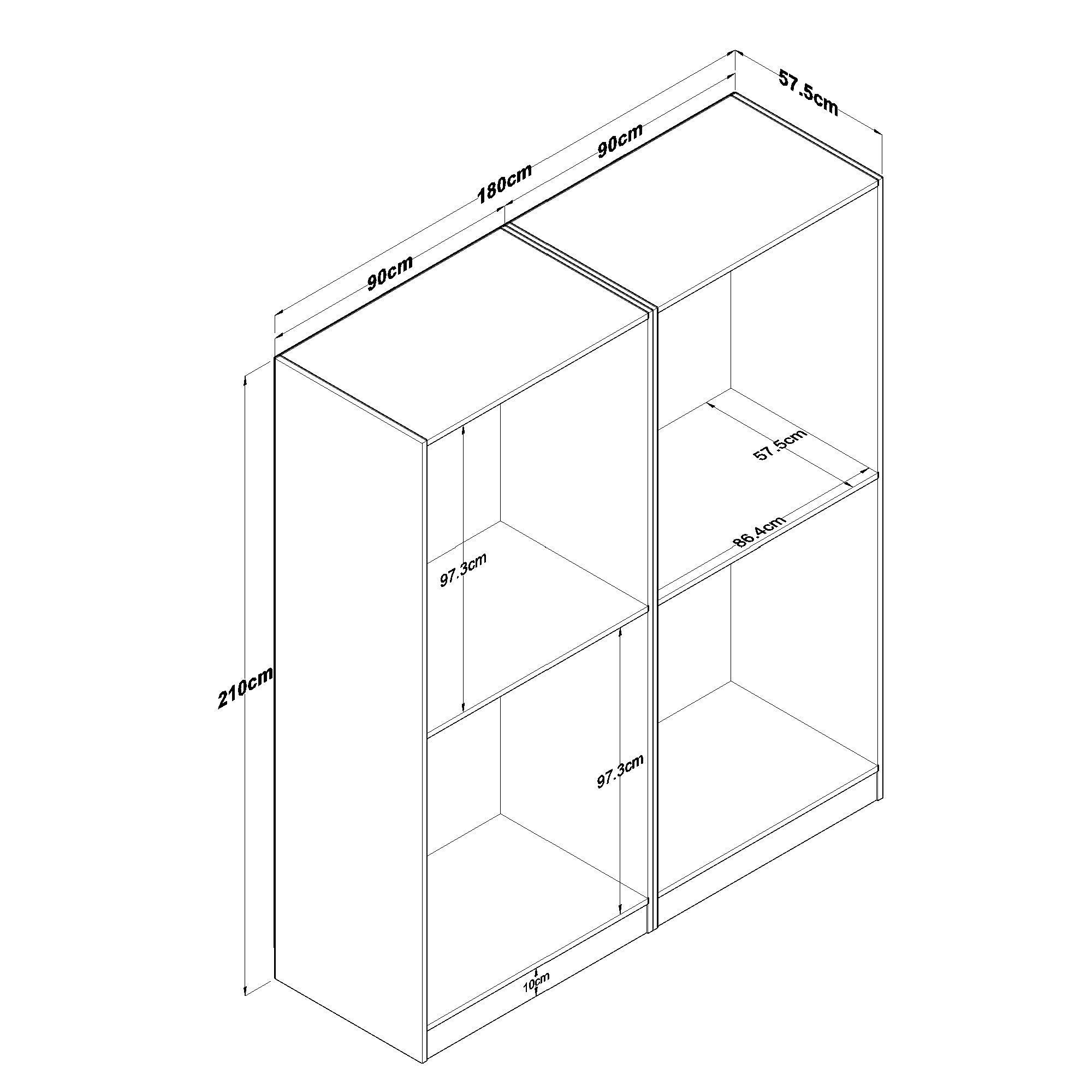 Rani BA163 Geniş Gardırop Elbise Dolabı 4 Kapaklı 2 Raflı 4 Askılı Modüler Dolap Beyaz