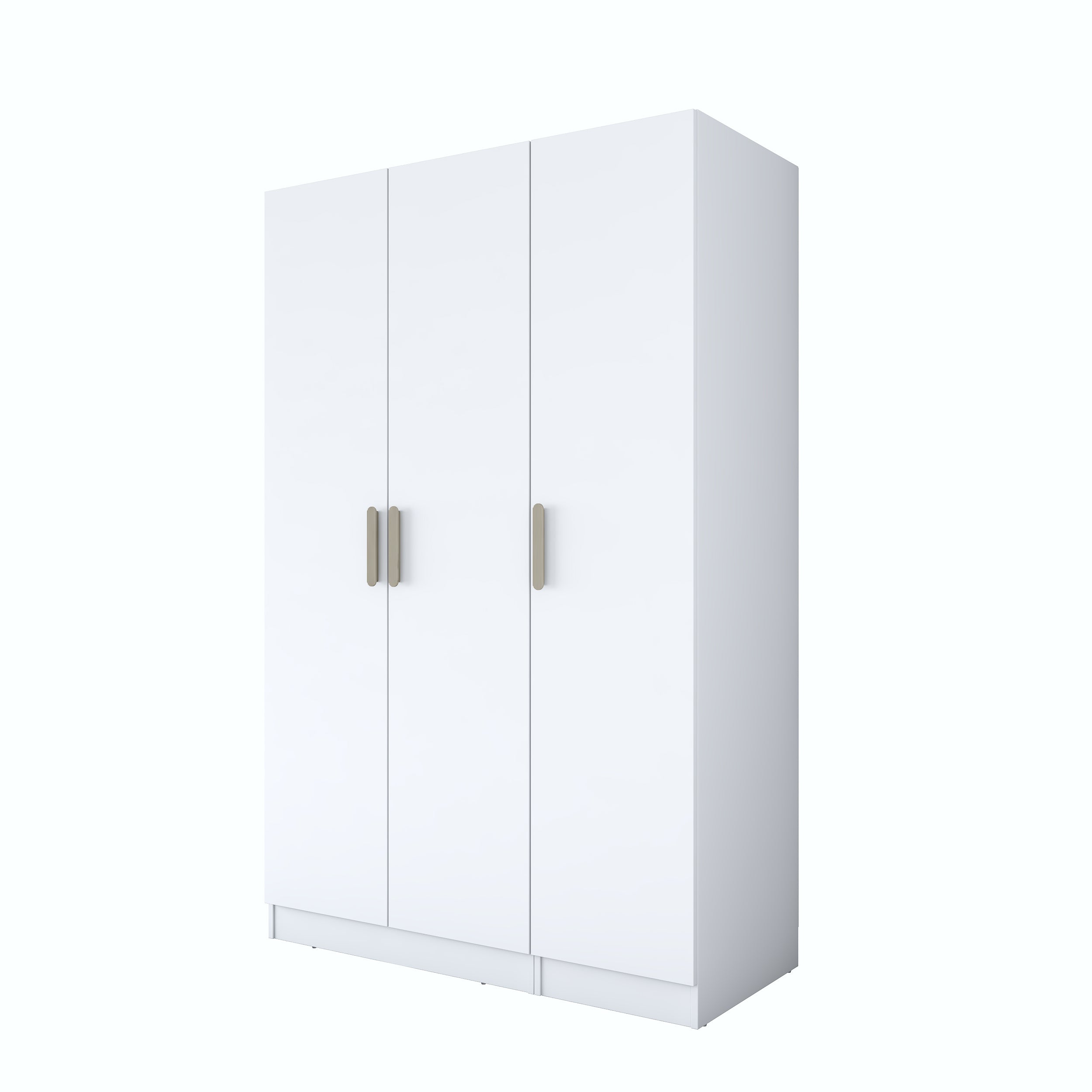 Rani BA164 Gardırop Elbise Dolabı 3 Kapaklı 6 Raflı 2 Askılı Modüler Dolap Beyaz