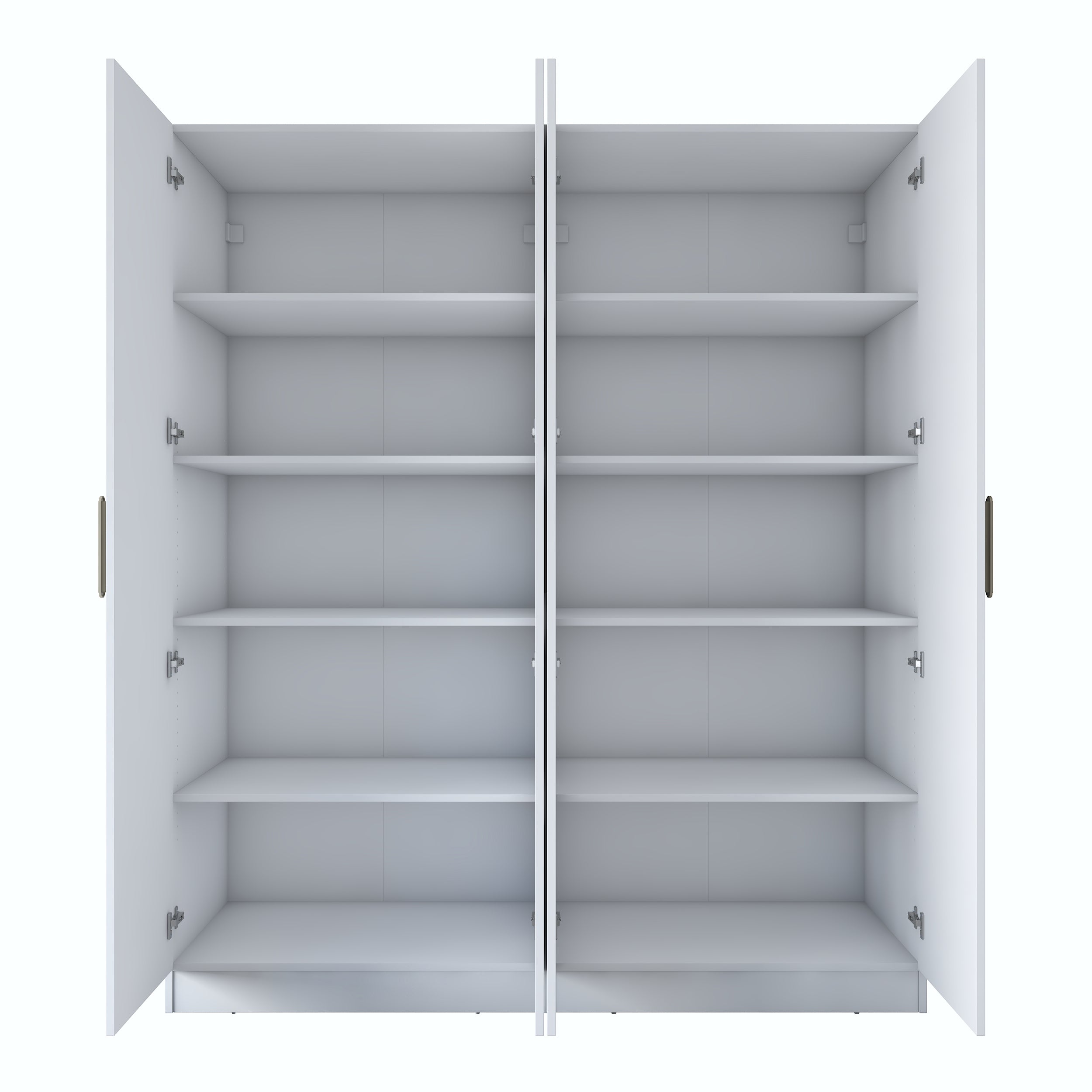 Rani BA165 Geniş Gardırop Elbise Dolabı 4 Kapaklı 8 Raflı 10 Bölmeli Modüler Dolap Beyaz