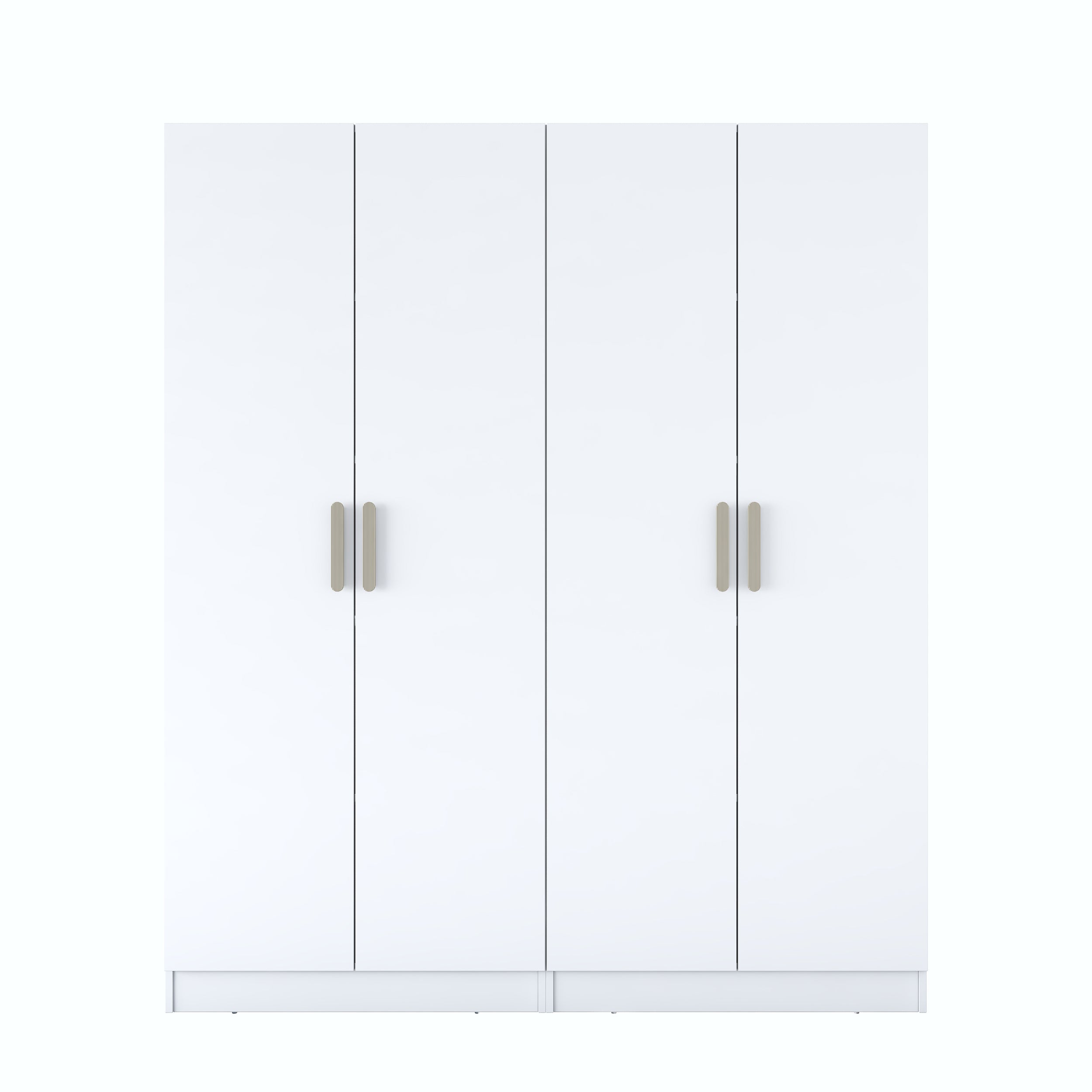 Rani BA165 Geniş Gardırop Elbise Dolabı 4 Kapaklı 8 Raflı 10 Bölmeli Modüler Dolap Beyaz