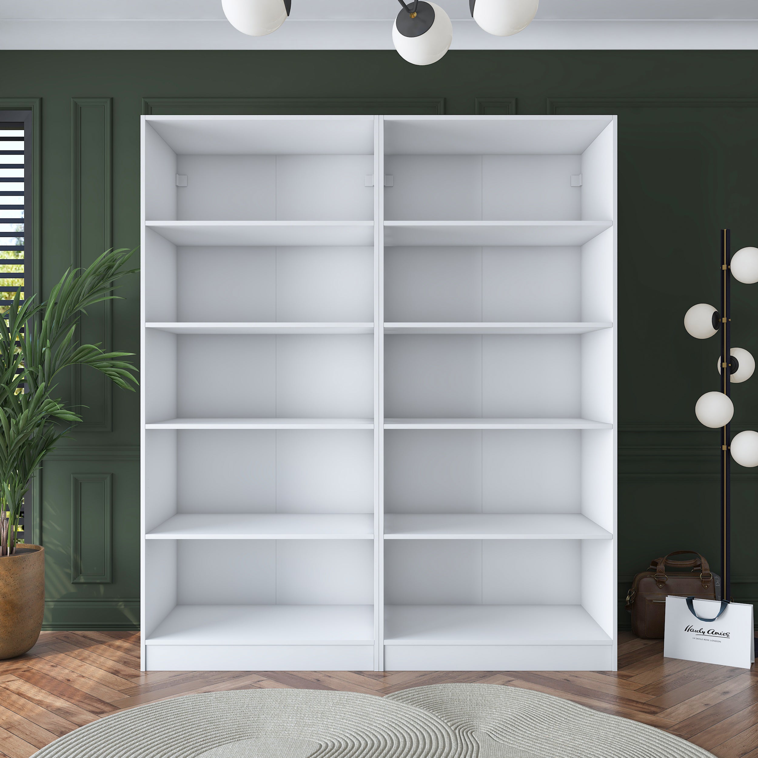 Rani BA165 Geniş Gardırop Elbise Dolabı 4 Kapaklı 8 Raflı 10 Bölmeli Modüler Dolap Beyaz