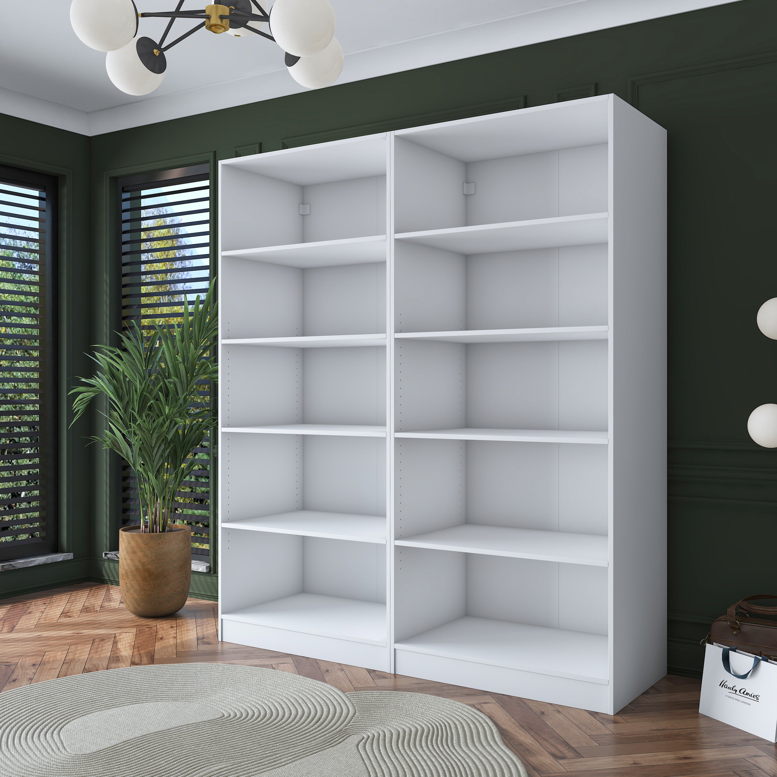 Rani BA165 Geniş Gardırop Elbise Dolabı 4 Kapaklı 8 Raflı 10 Bölmeli Modüler Dolap Beyaz