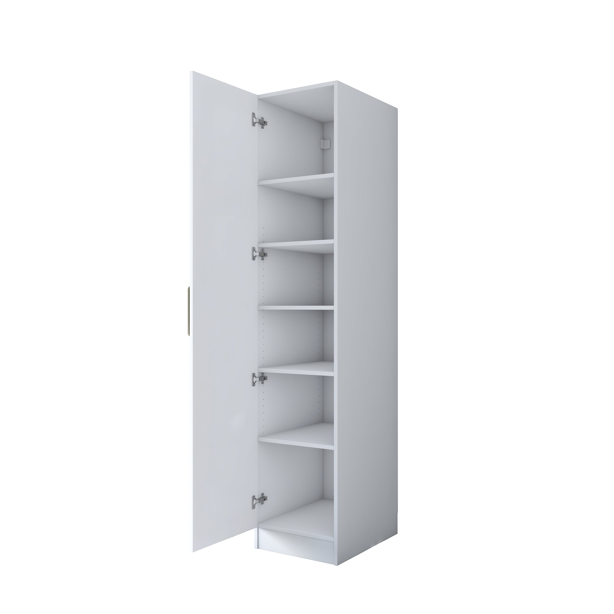 Rani BA190 Membran Kapaklı Gardırop 5 Raflı Tek Kapaklı Elbise Dolabı Beyaz