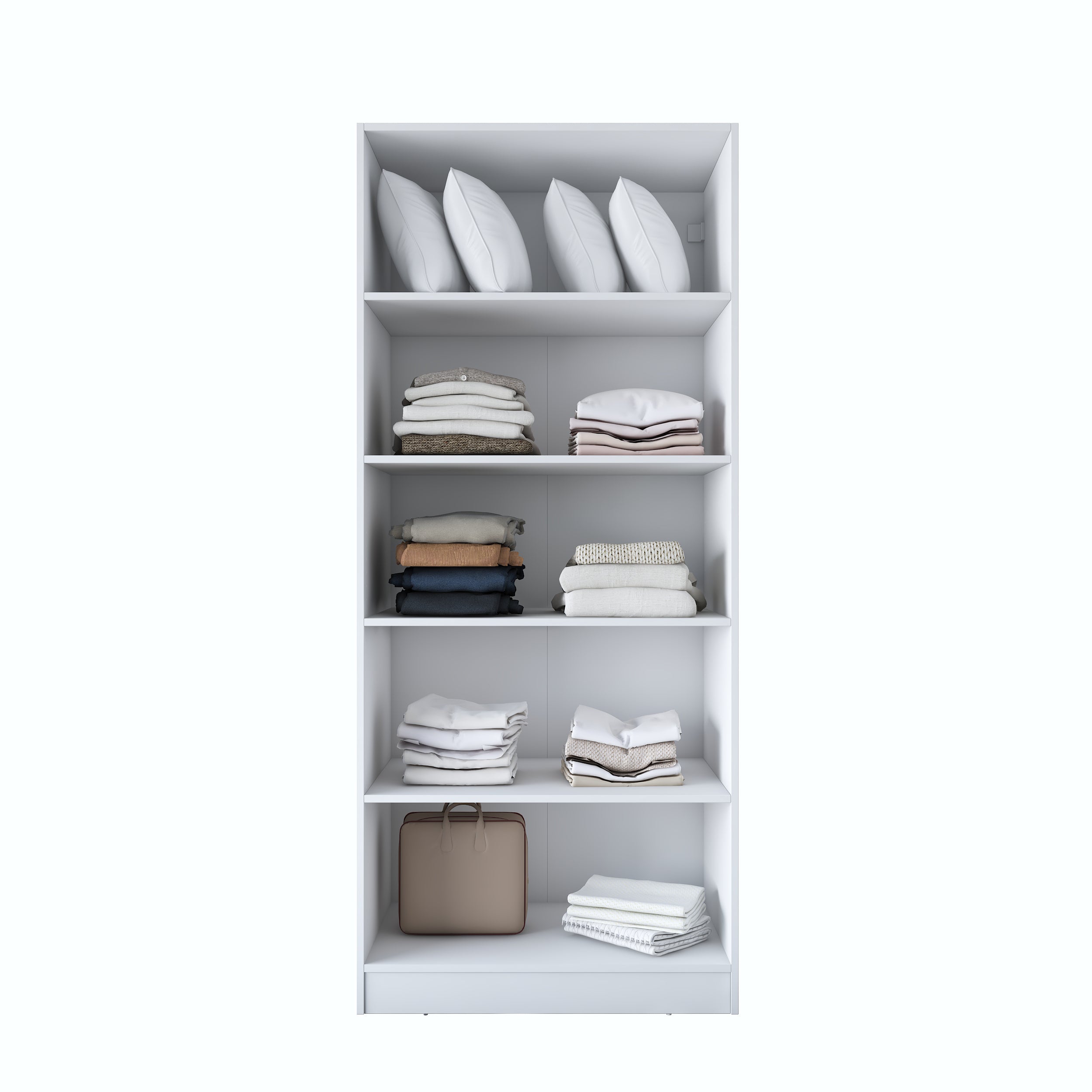 Rani BA180 Membran Kapaklı Gardırop 4 Raflı 2 Kapaklı Elbise Dolabı Beyaz