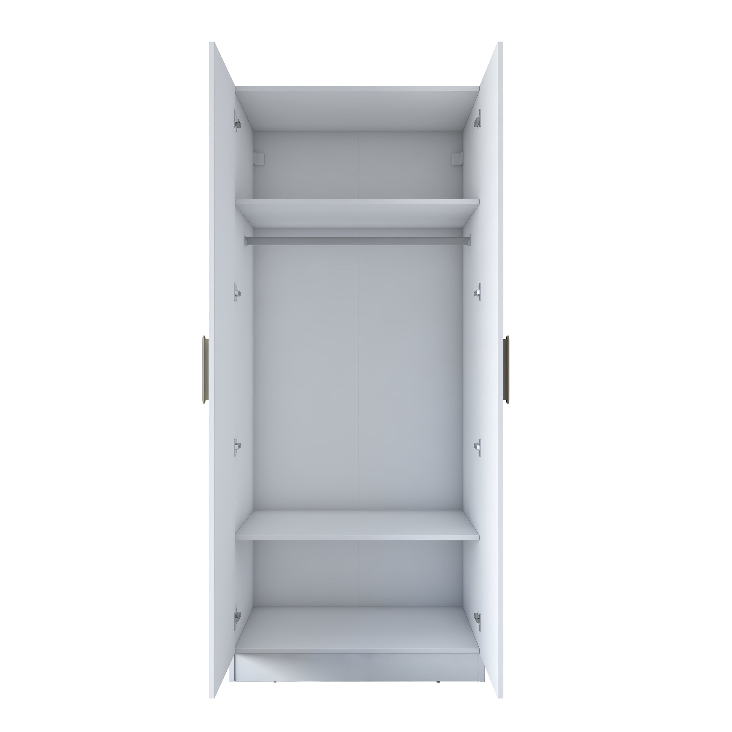 Rani BA181 Membran Kapaklı Gardırop 2 Raflı  Askılı 2 Kapaklı Elbise Dolabı Beyaz