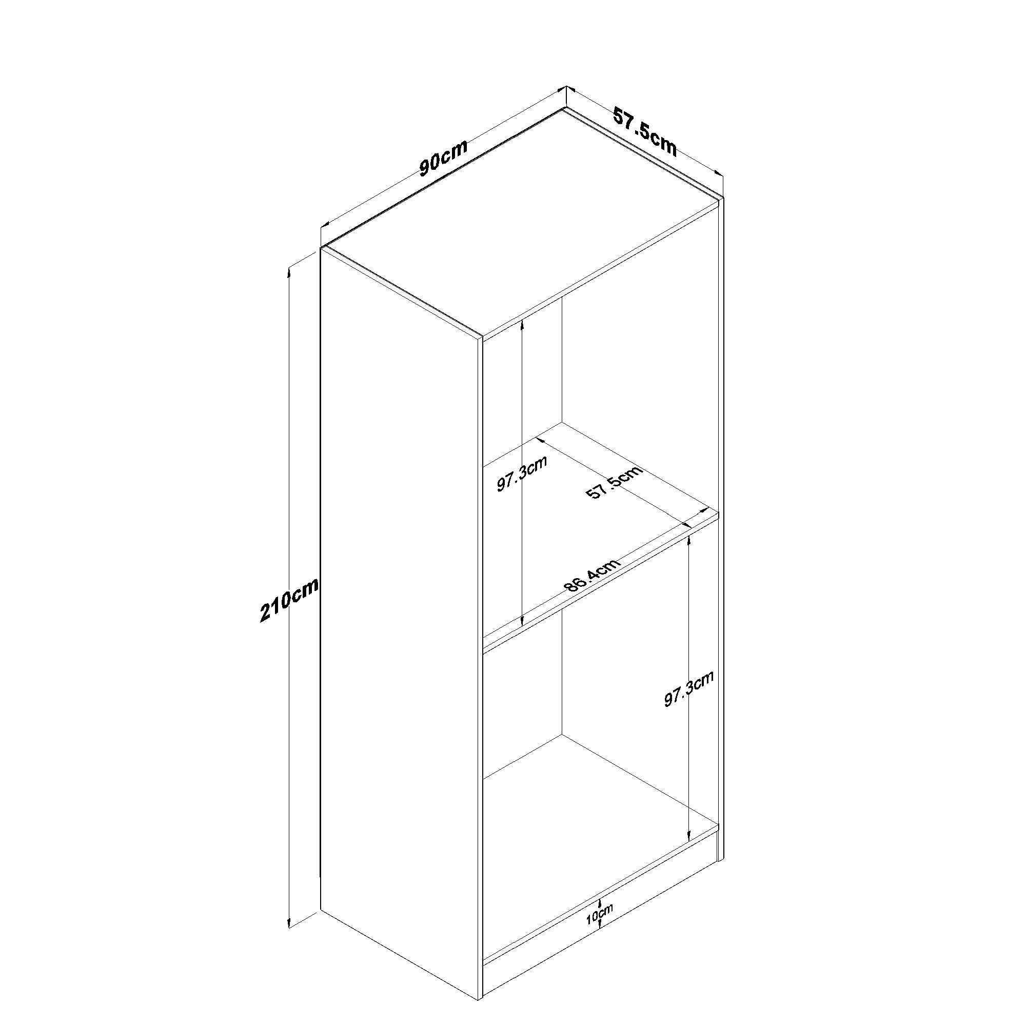 Rani BA187 Membran Kapaklı Gardırop Raflı 2 Askılı 2 Kapaklı Elbise Dolabı Beyaz